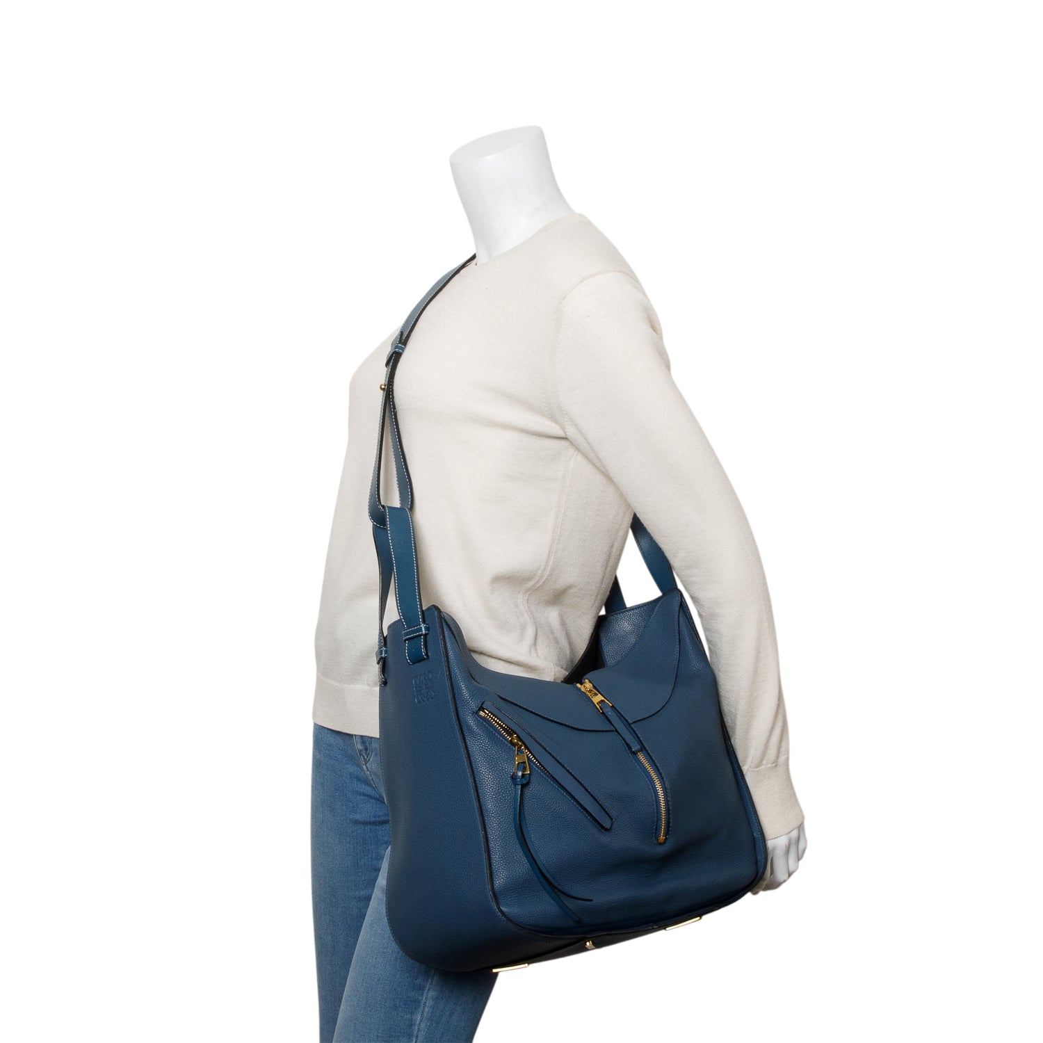 Loewe Blue Calfskin Leather Medium Hammock Bag