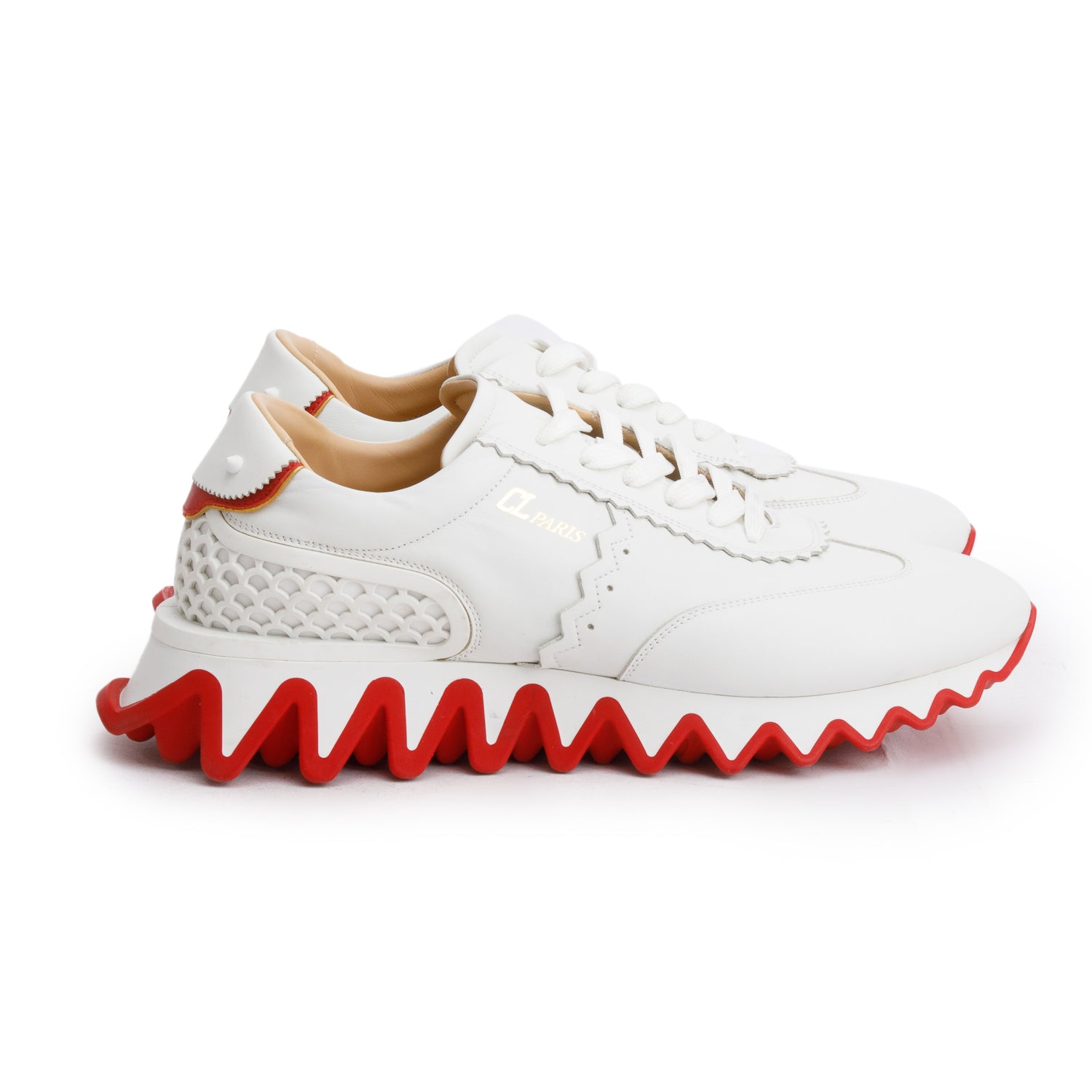Christian Louboutin White Leather Loubishark Sneakers, Men's Size 45
