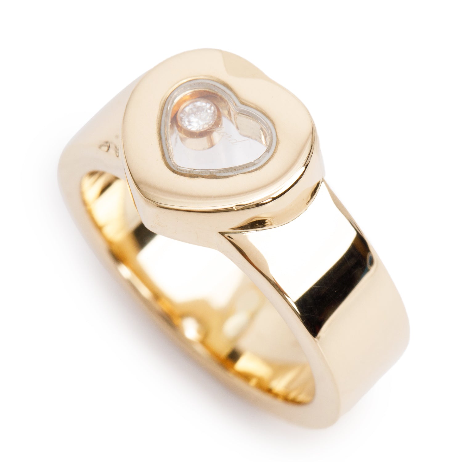 Chopard 18k Yellow Gold Happy Diamonds Heart Cocktail Ring, Size 4.75