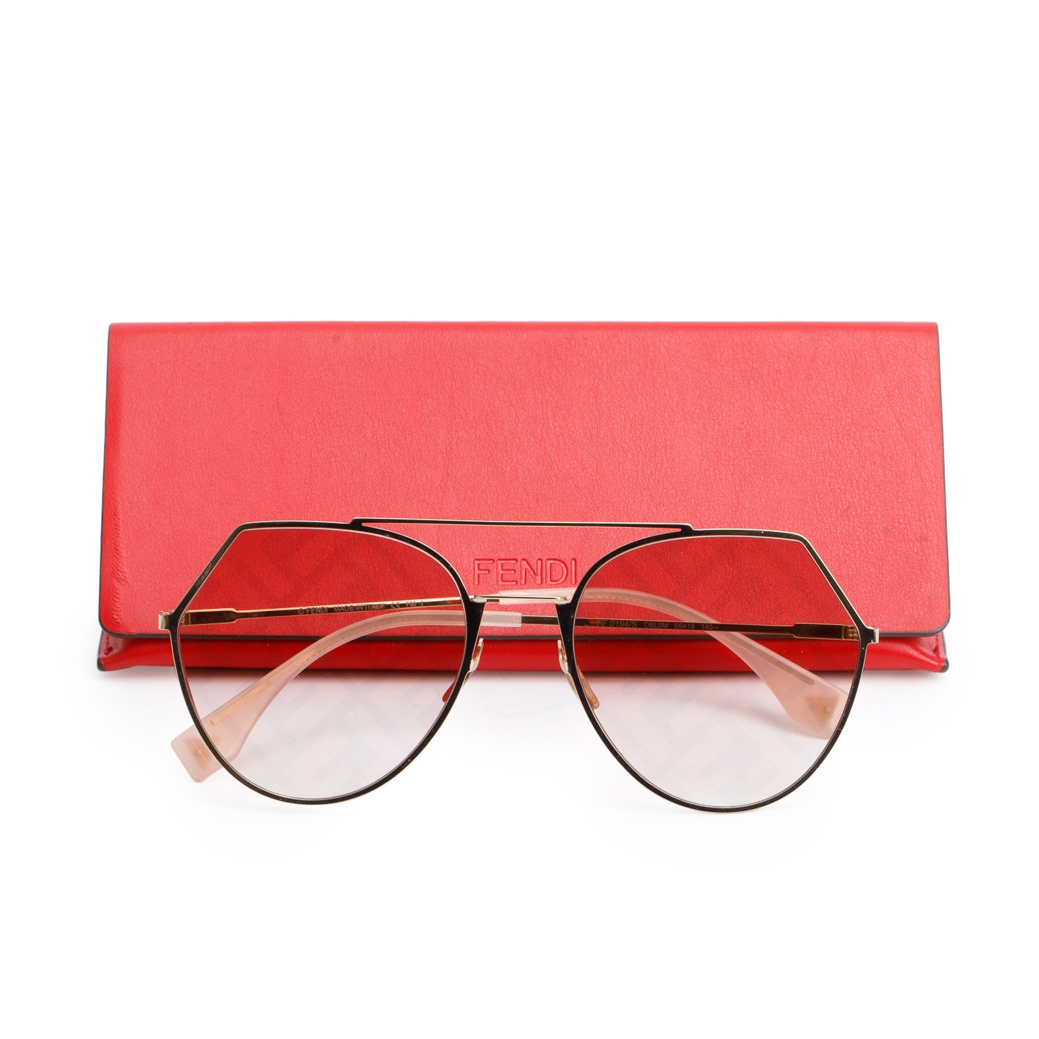 Fendi FF0194 Pink Gradient Geometric Sunglasses w/ Case & Authenticity Card