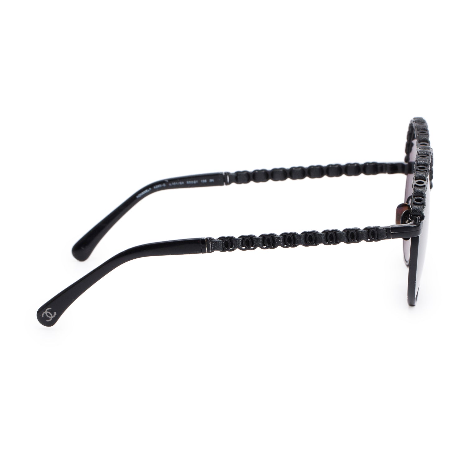 Chanel 4265Q Black Metal Calfskin Round Sunglasses w/ Case