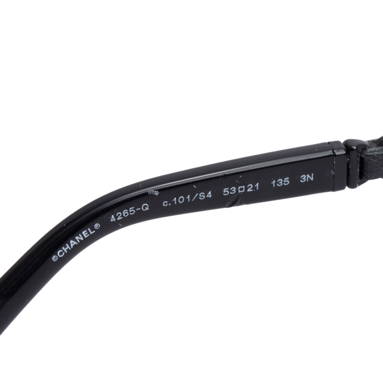 Chanel 4265Q Black Metal Calfskin Round Sunglasses w/ Case