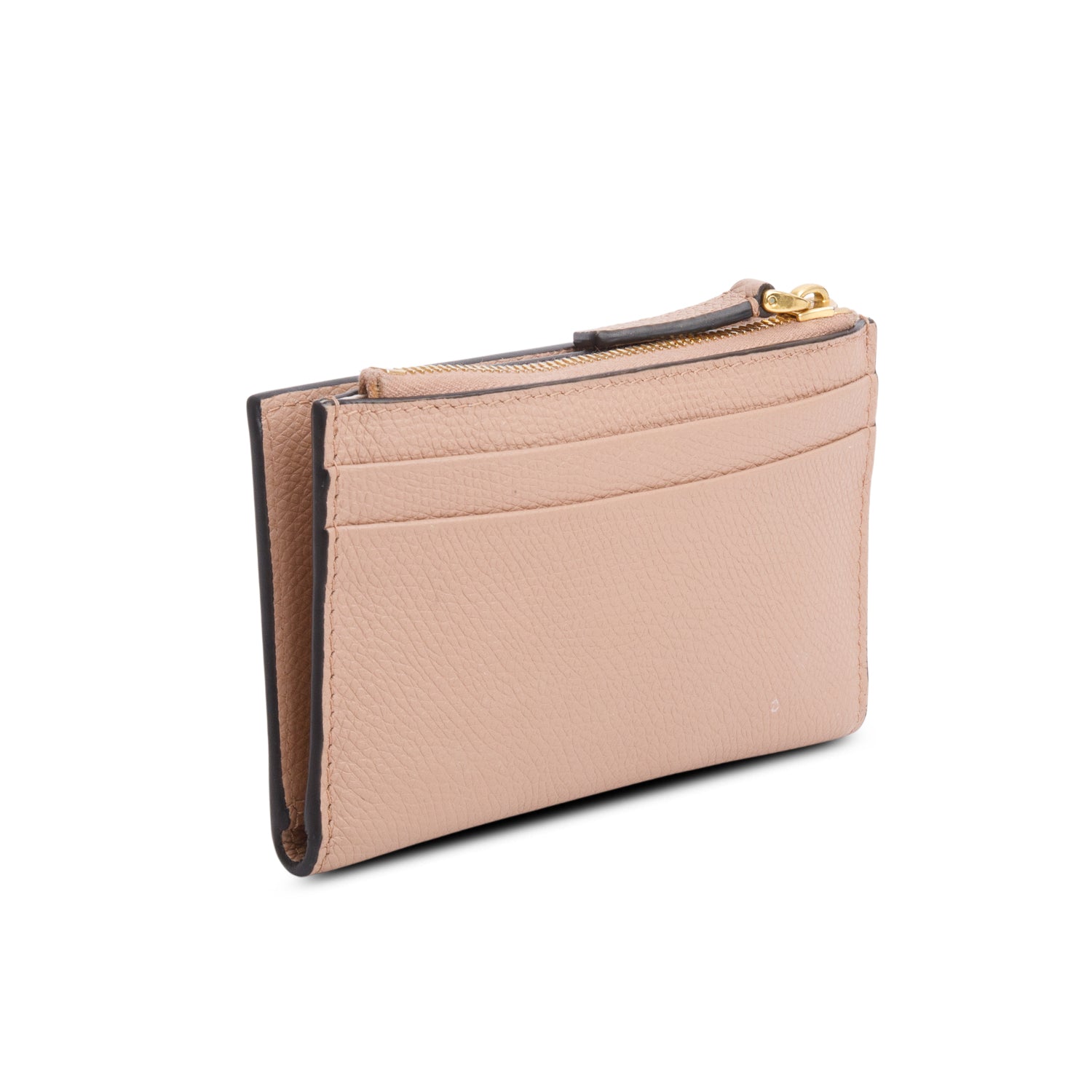 Valentino Beige Vlogo Grainy Calfskin Bi-Fold Wallet