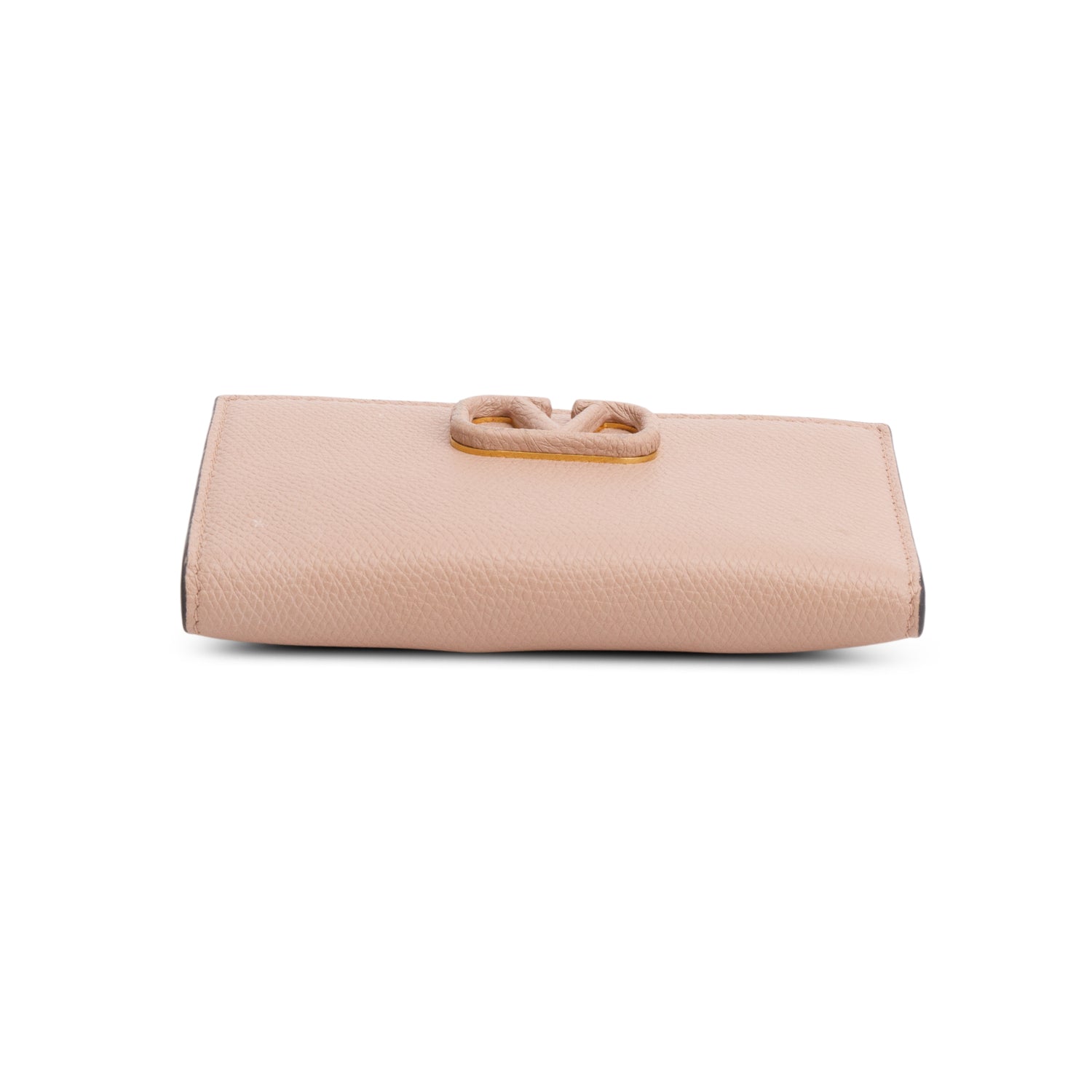 Valentino Beige Vlogo Grainy Calfskin Bi-Fold Wallet