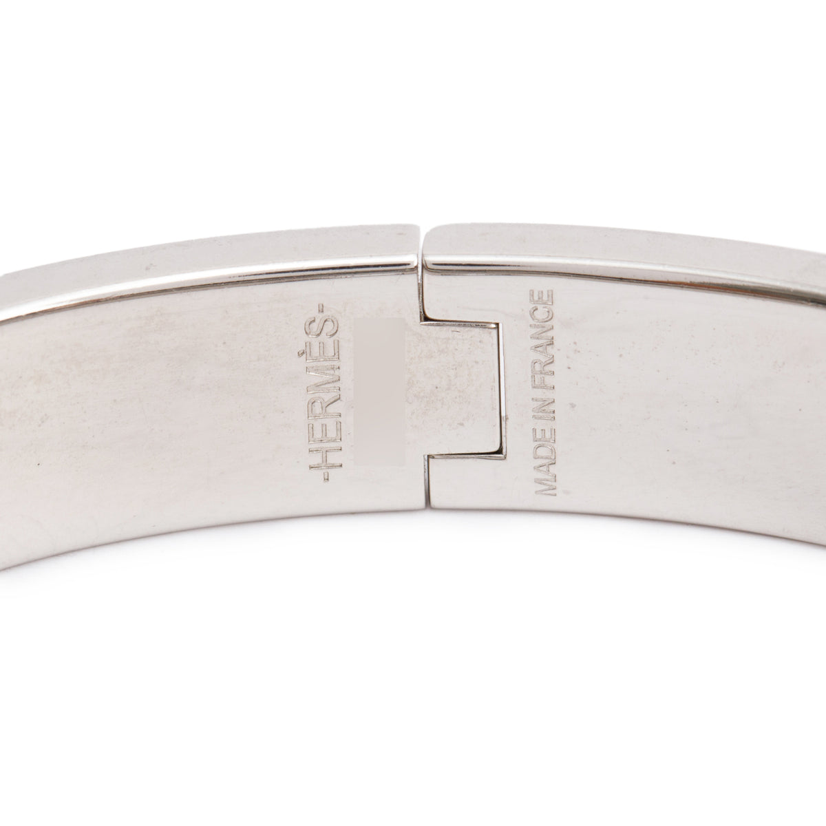 Hermes Palladium Plated Taupe Enamel 12 MM Clic H Bracelet w/ Box