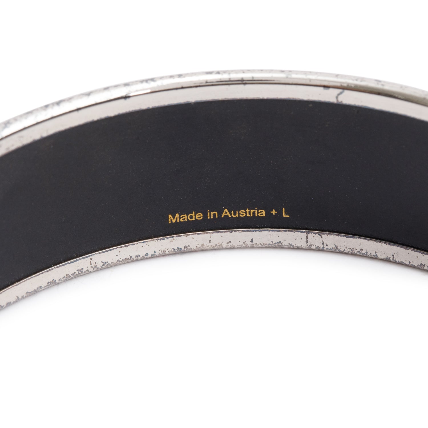 Hermes Palladium-Plated 'Torana' Print Enamel Wide Bracelet w/ Box