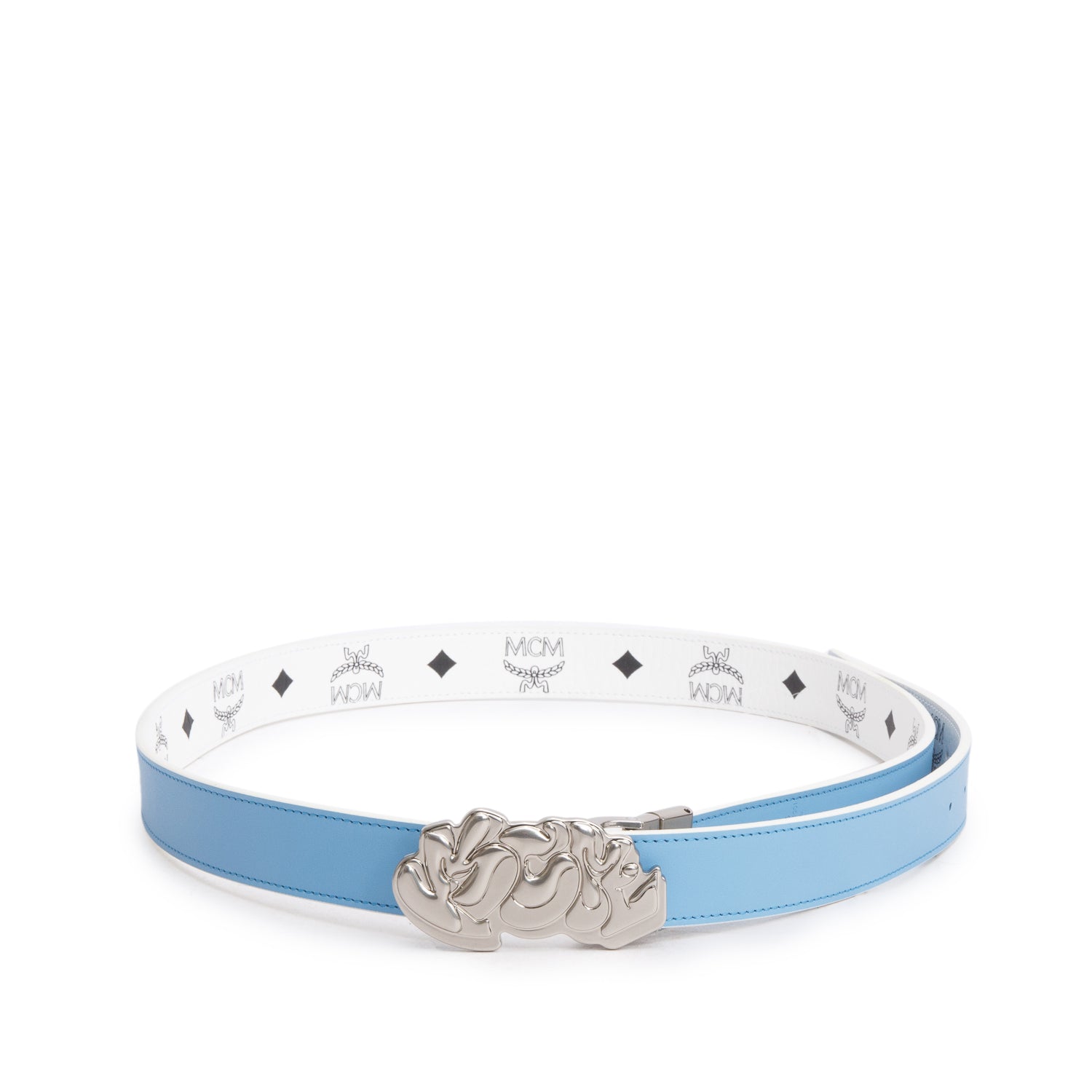 MCM White Visetos Henry Kaiser Logo Reversible Belt O/S