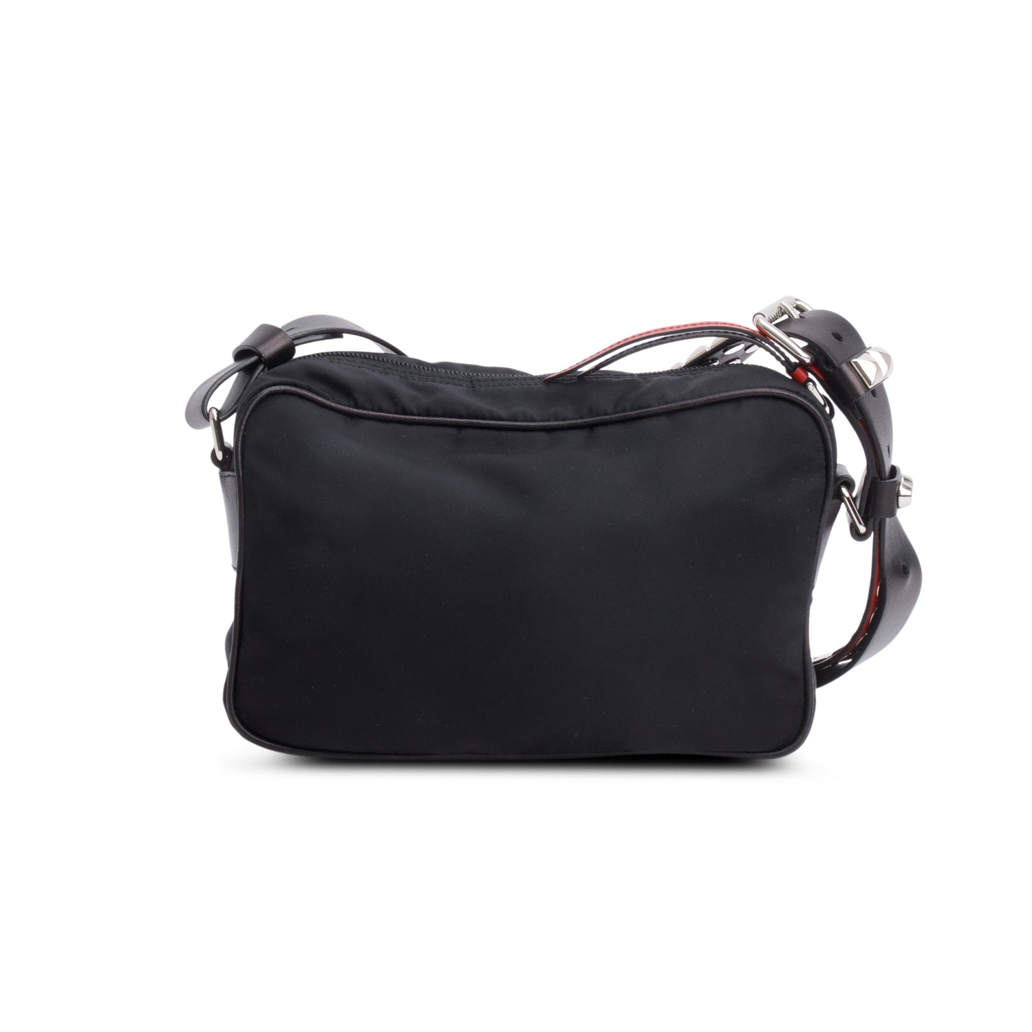 Prada Black Tessuto Nylon Studded New Vela Shoulder Bag