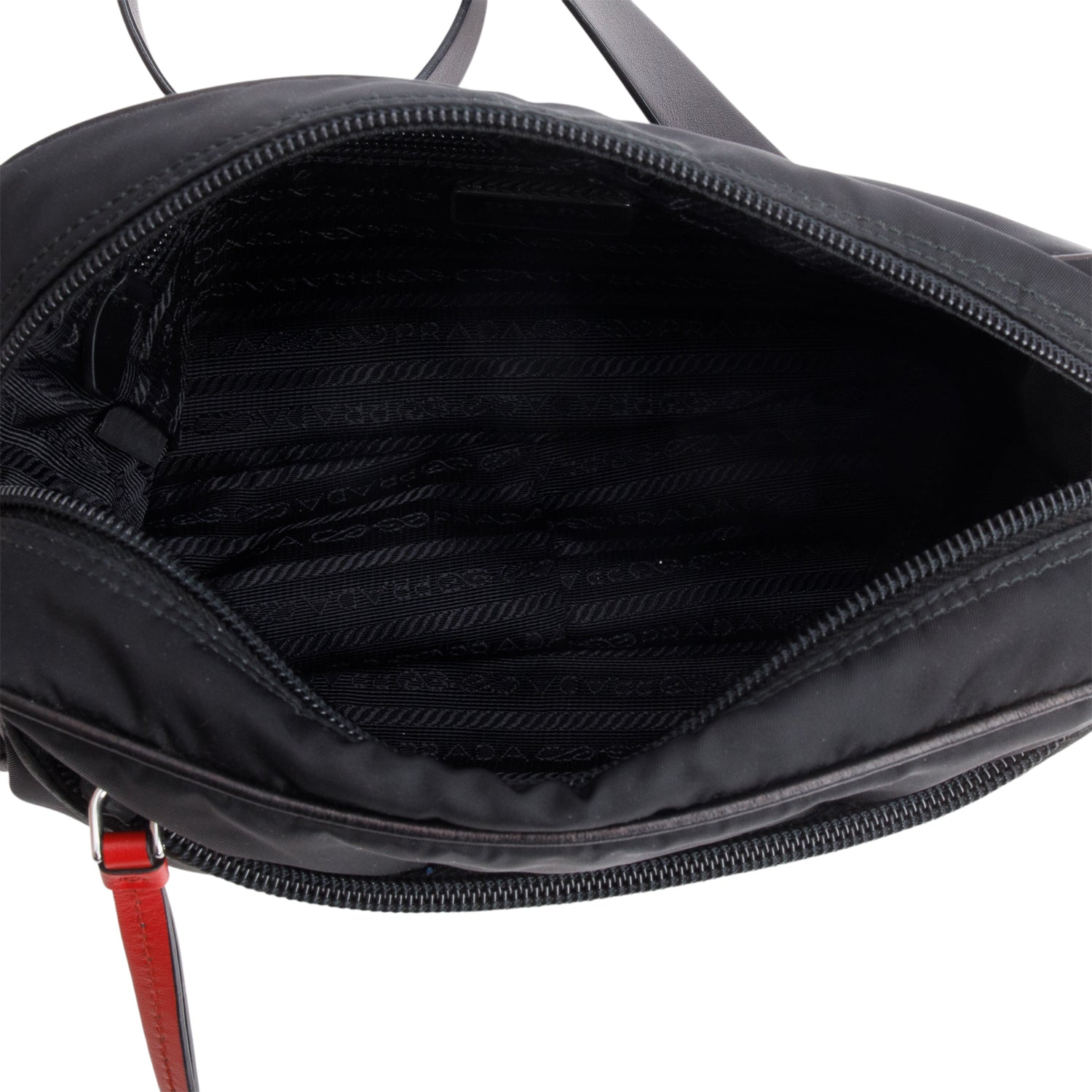 Prada Black Tessuto Nylon Studded New Vela Shoulder Bag