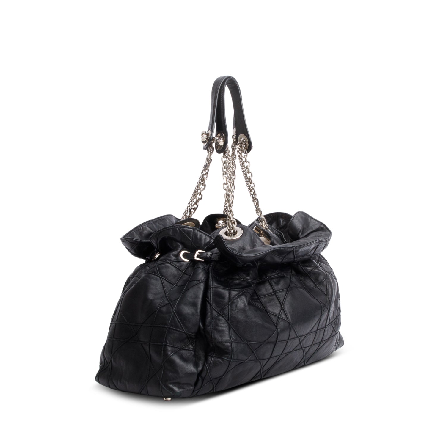 Christian Dior Black Lambskin Cannage Medium Le Trente Tote