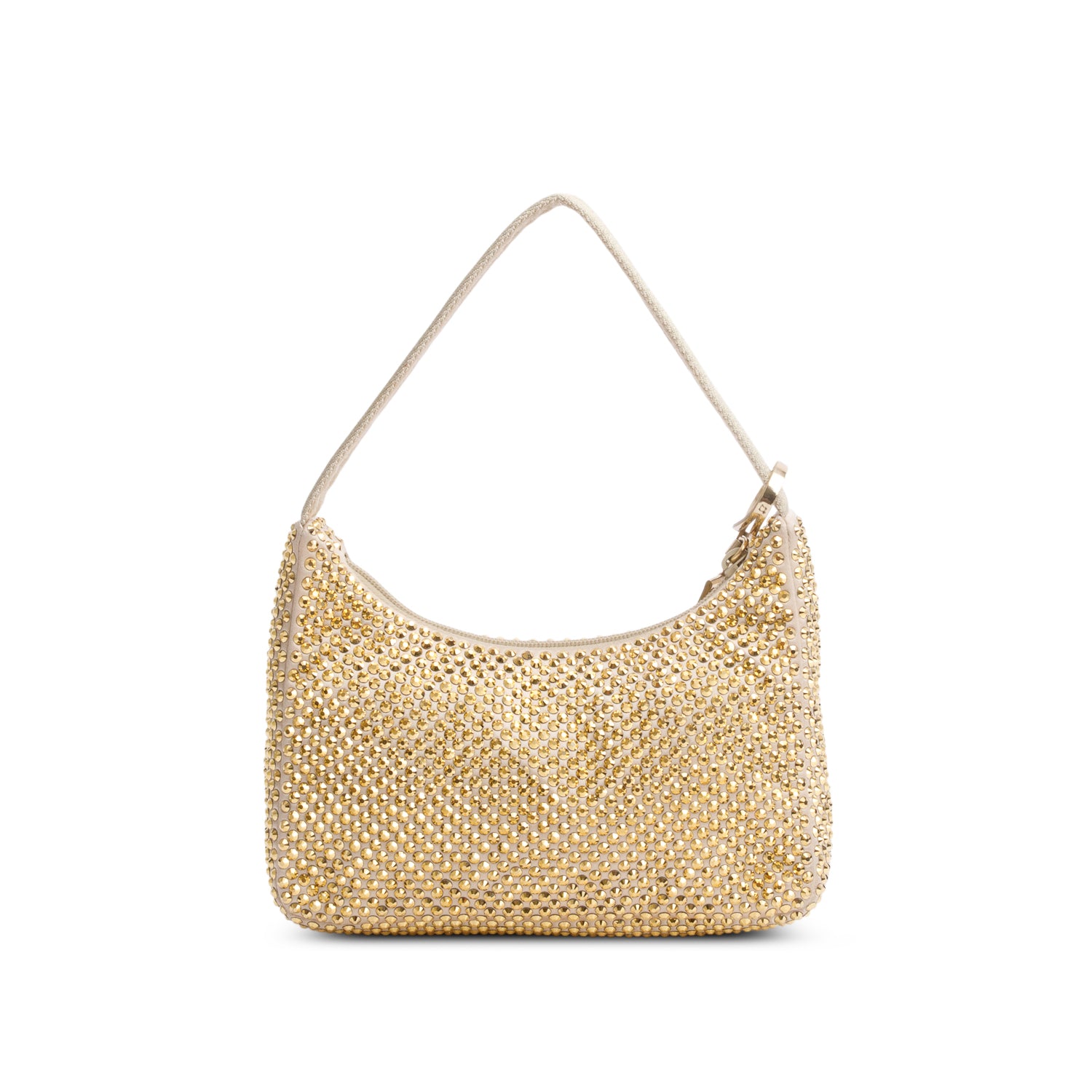 Prada Gold Satin Crystal Mini Re-Edition 2000 Bag