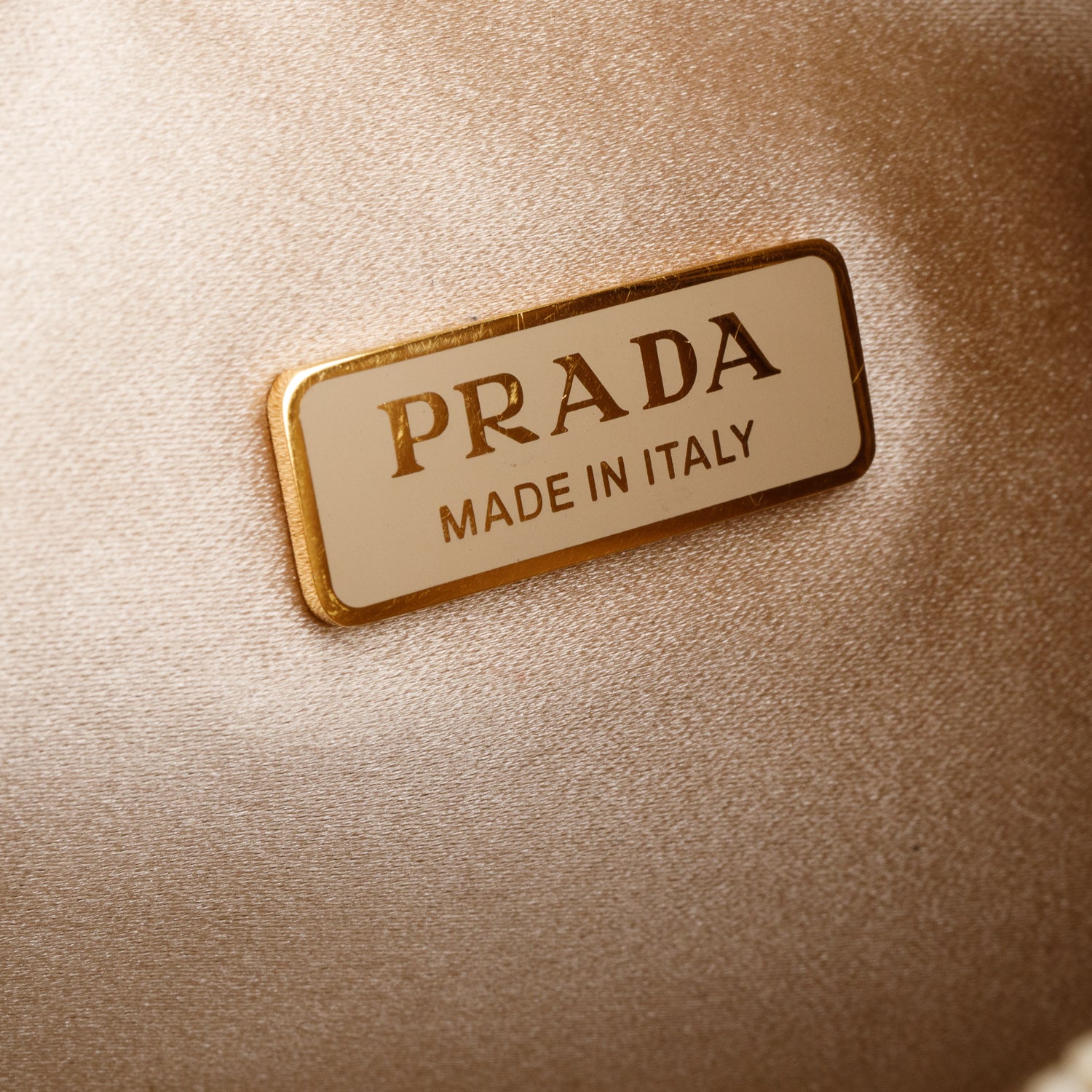Prada Gold Satin Crystal Mini Re-Edition 2000 Bag