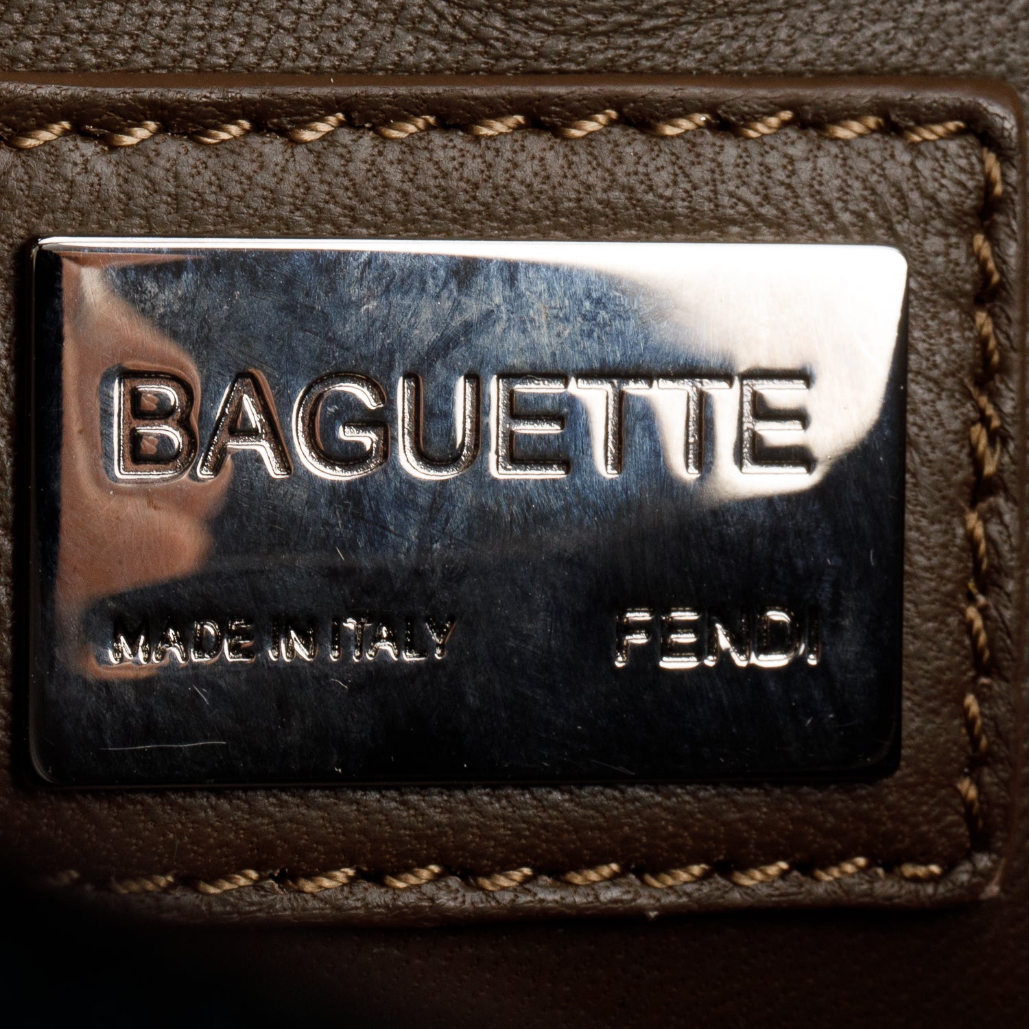 Fendi Green Vitello Sequin Beaded Baguette Bag