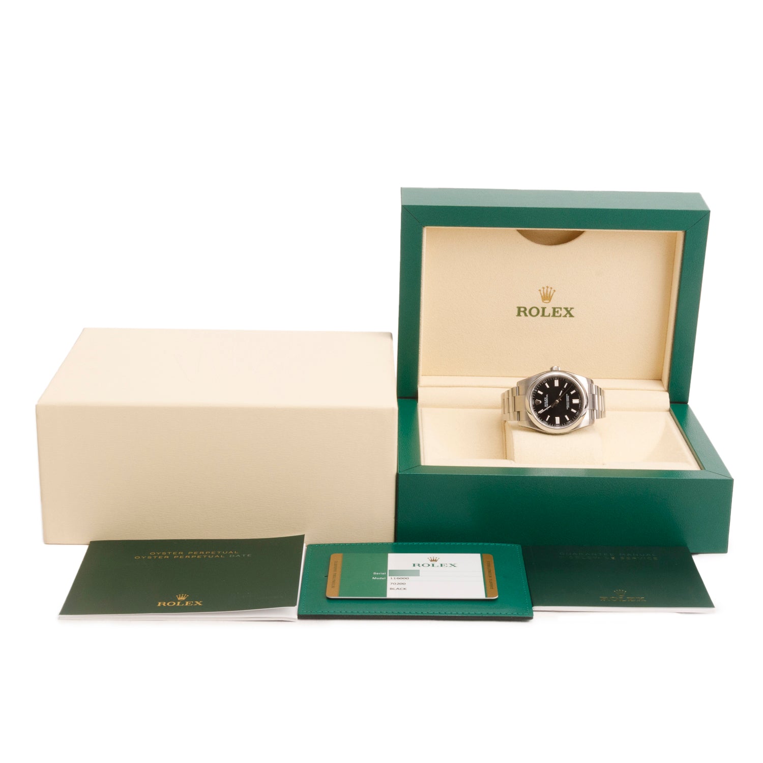 Rolex Stainless Steel Oyster Perpetual 36 MM Watch Black Dial 116000 w/ Box & Papers