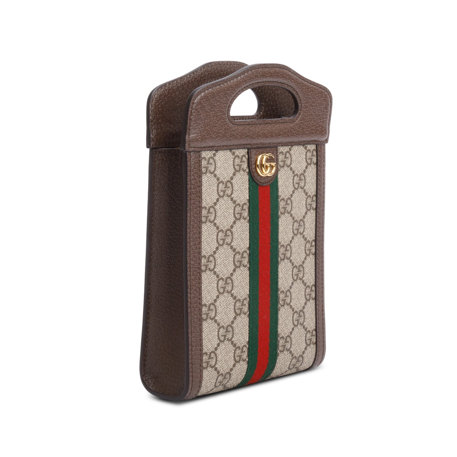 Gucci GG Supreme Monogram Textured Dollar Calfskin Mini Ophidia Top Handle w/ Chain Strap