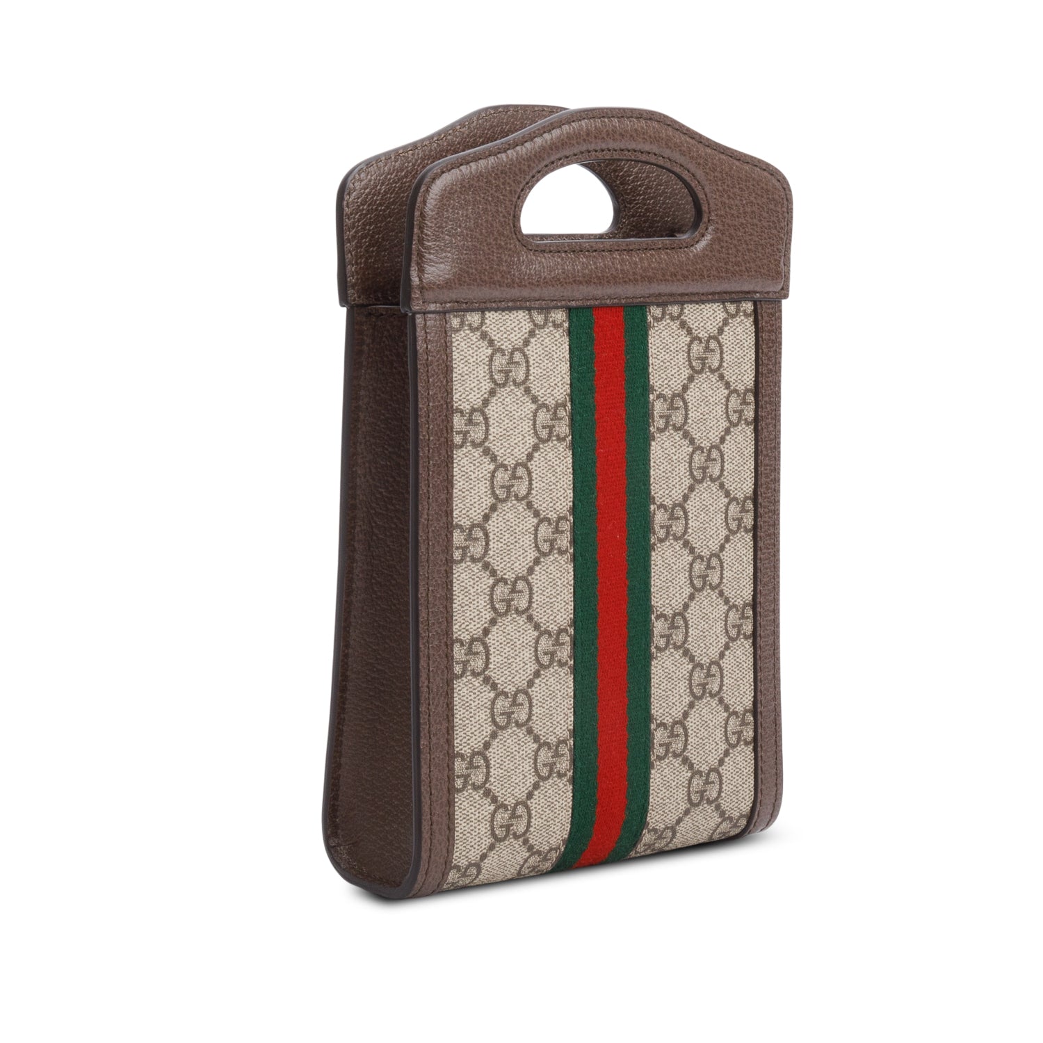 Gucci GG Supreme Monogram Textured Dollar Calfskin Mini Ophidia Top Handle w/ Chain Strap