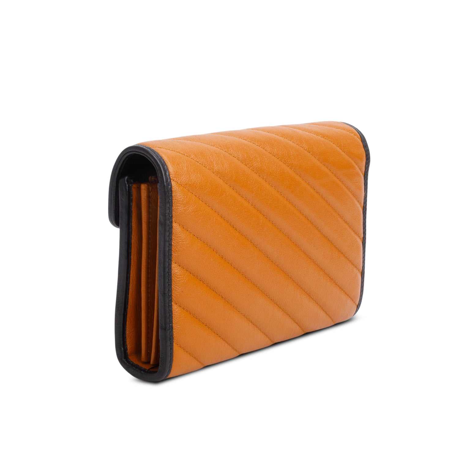 Gucci Brown Leather GG Marmont Torchon Chain Wallet