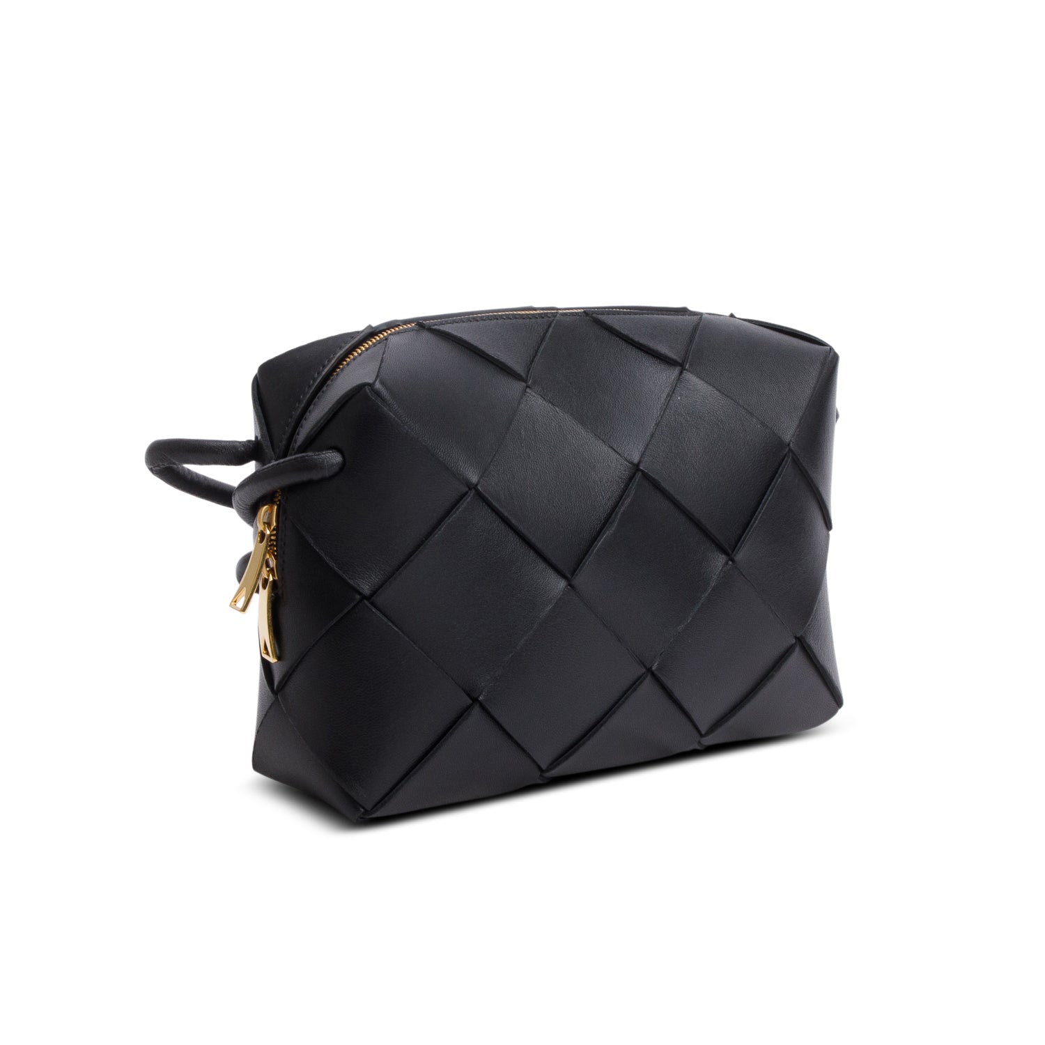 Bottega Veneta Black Lambskin Maxi Intrecciato Small Cassette Camera Bag