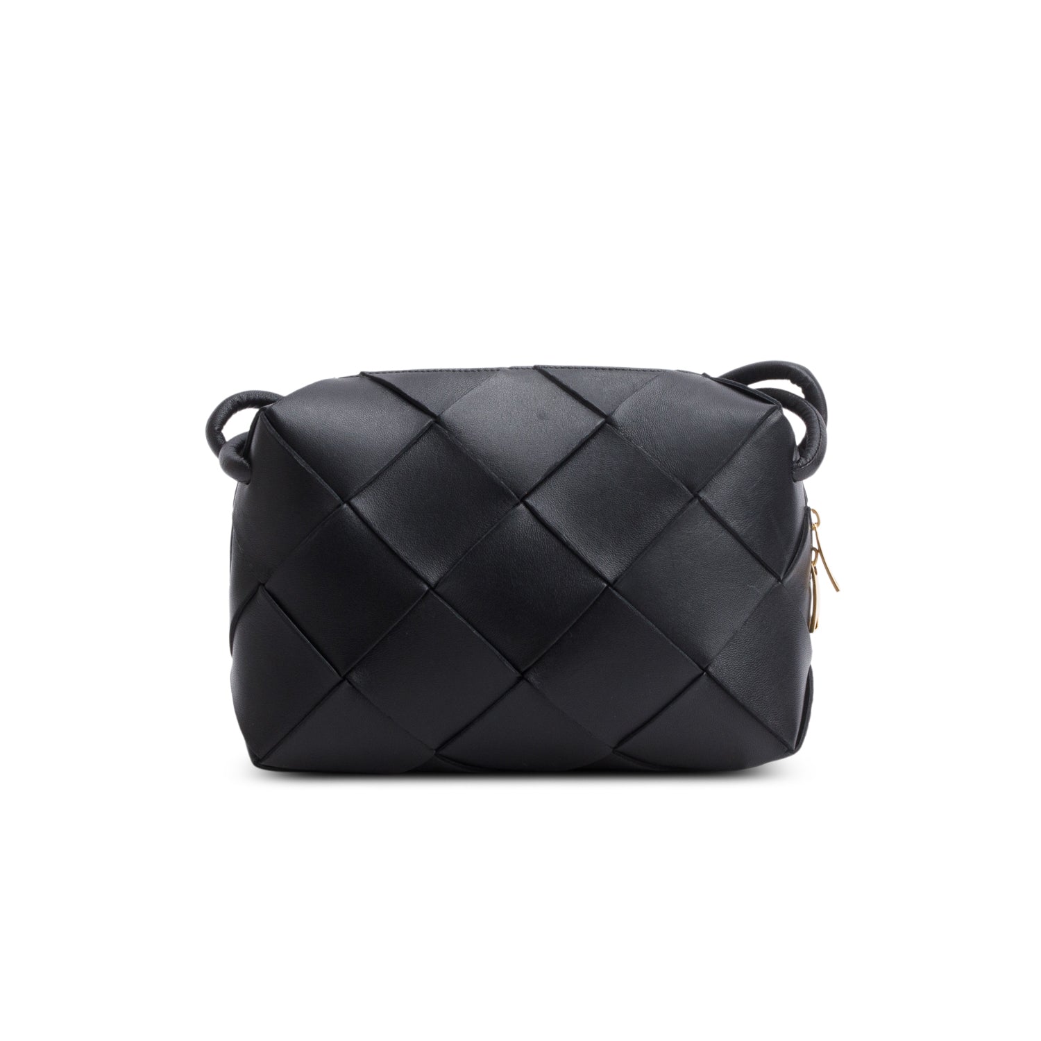 Bottega Veneta Black Lambskin Maxi Intrecciato Small Cassette Camera Bag