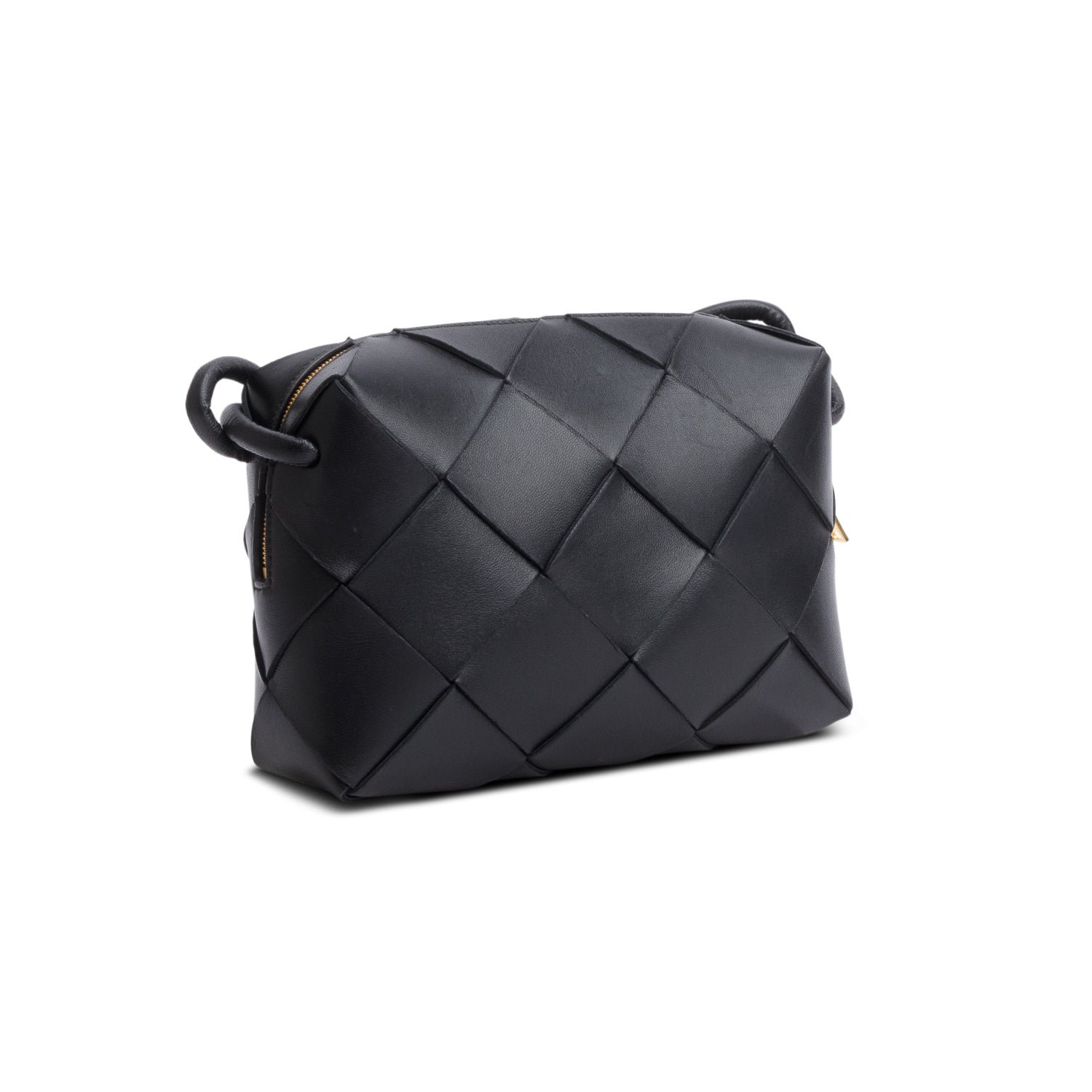 Bottega Veneta Black Lambskin Maxi Intrecciato Small Cassette Camera Bag
