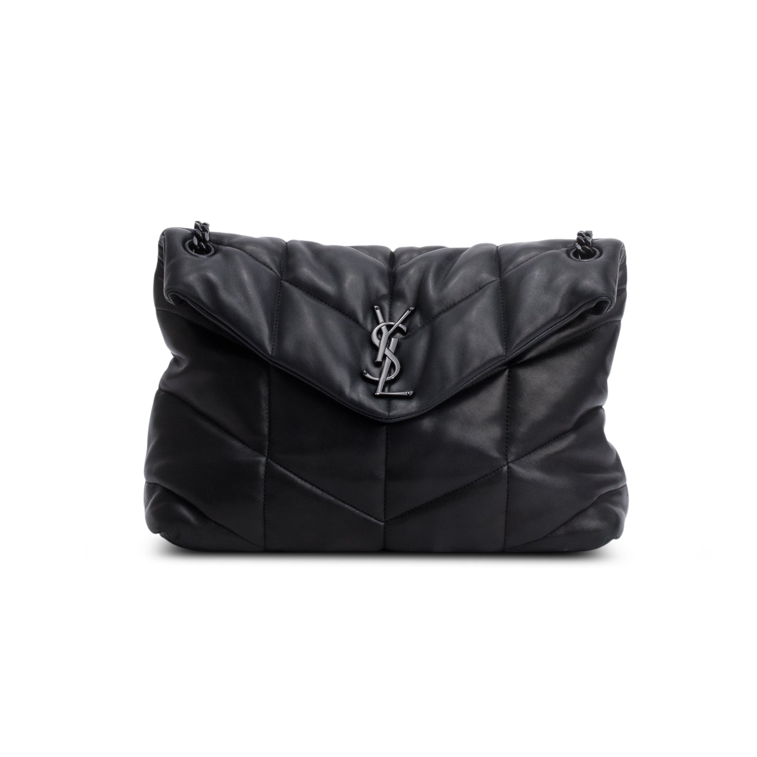 Saint Laurent 2021 Black Nappa Leather Medium Puffer Loulou Shoulder Bag