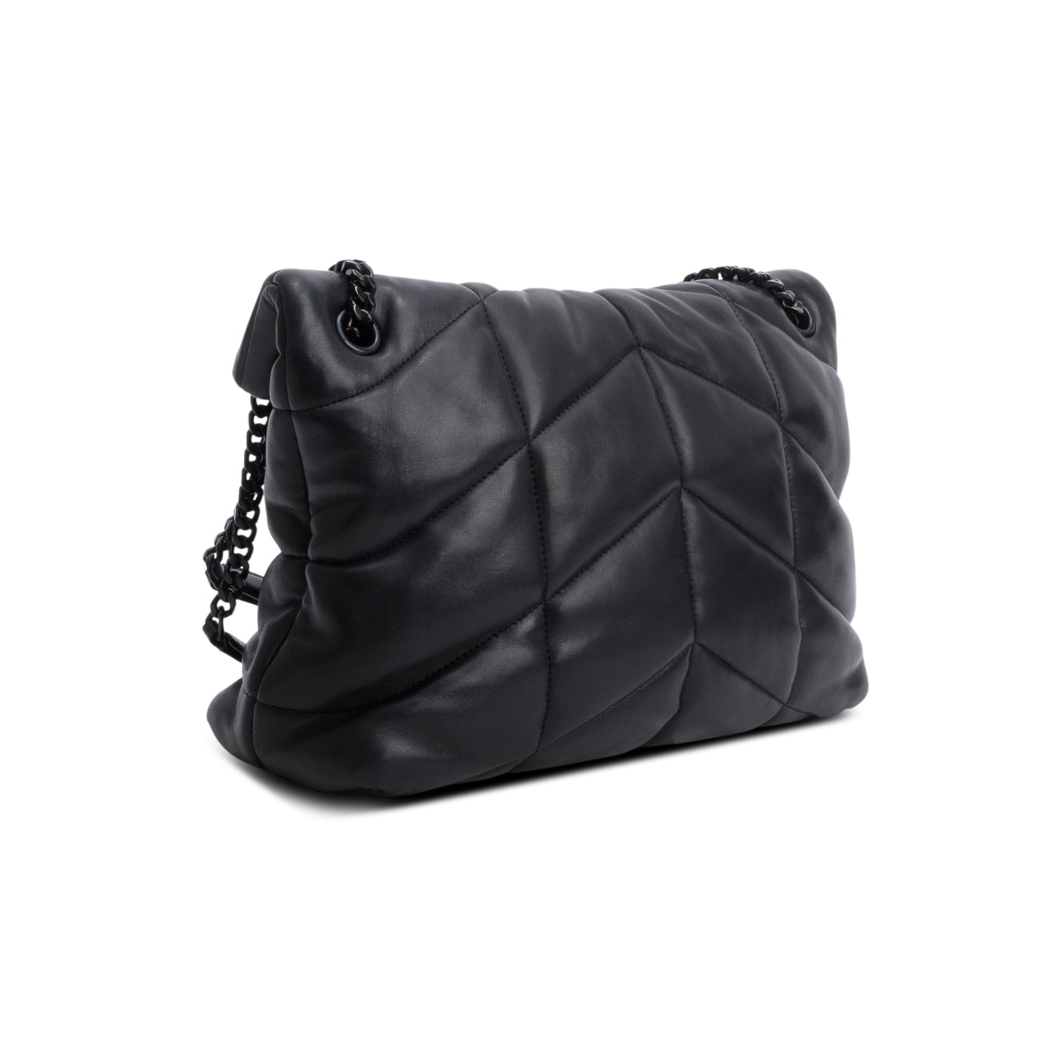 Saint Laurent 2021 Black Nappa Leather Medium Puffer Loulou Shoulder Bag