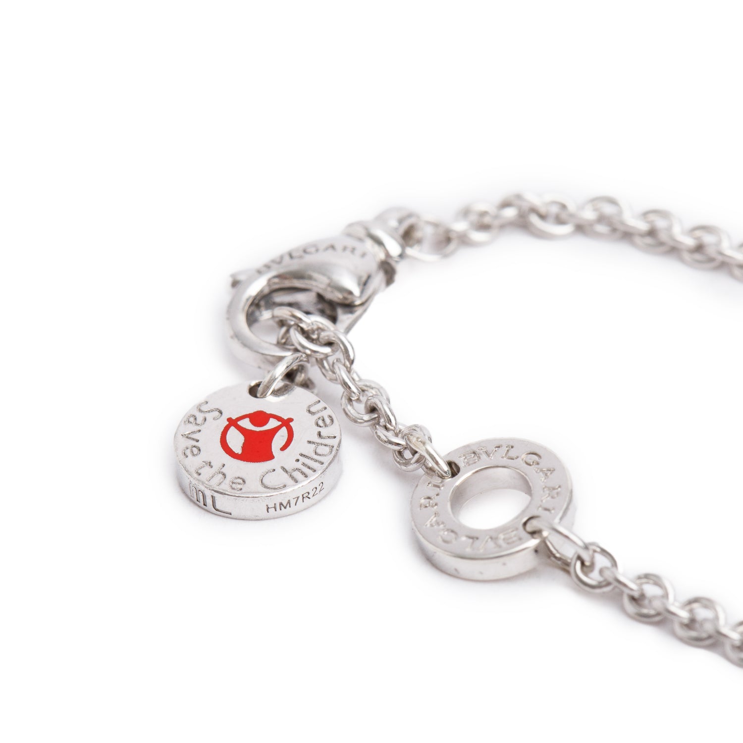 BVLGARI Sterling Silver & Black Ceramic Save The Children Bracelet