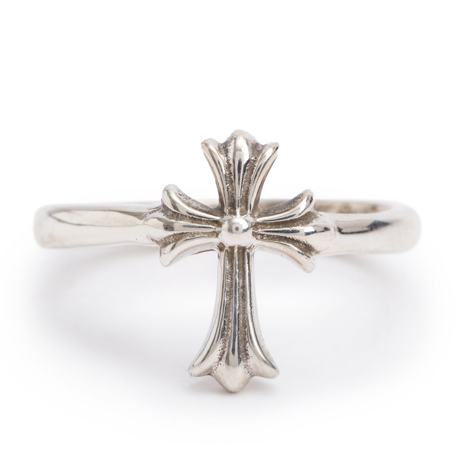 Chrome Hearts Sterling Silver Cross Bubblegum Ring, Size 7.25