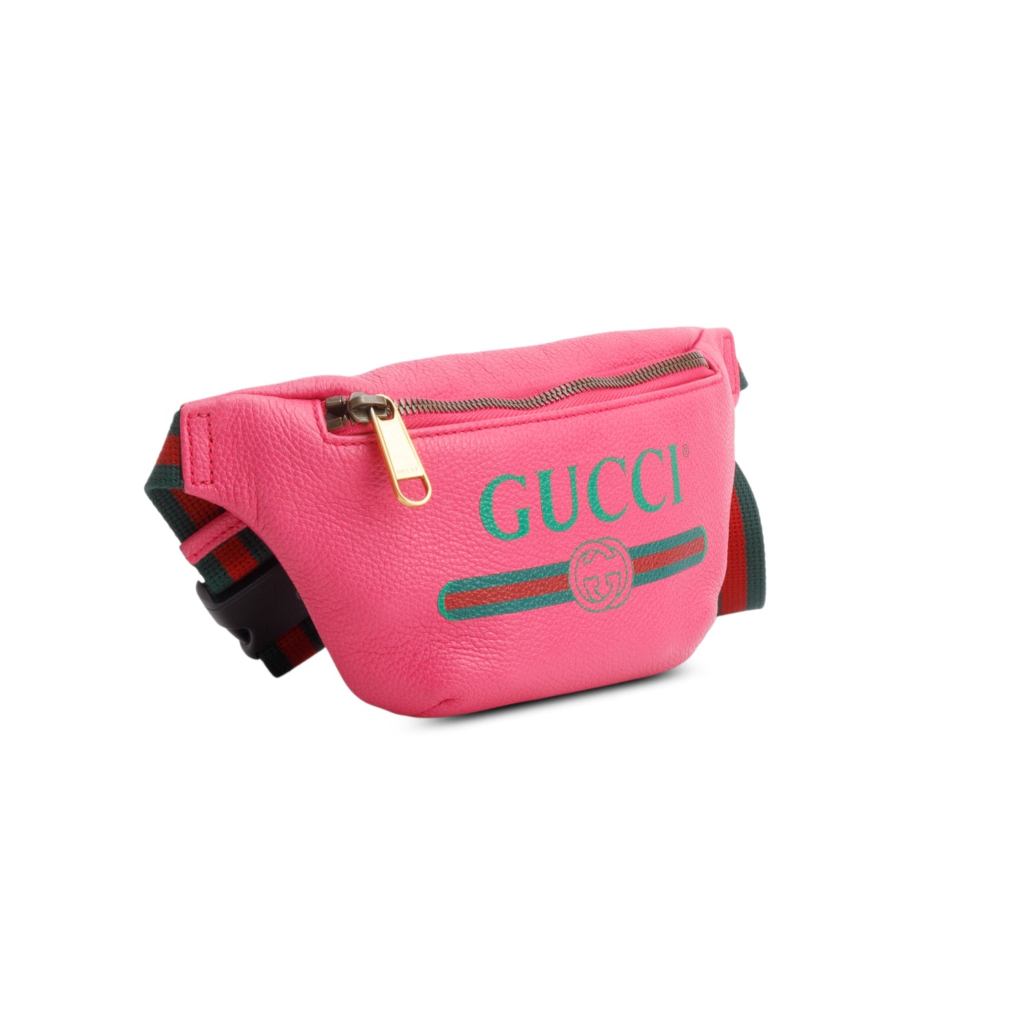 Gucci Pink Calfskin Leather Logo Print Small Belt Bag