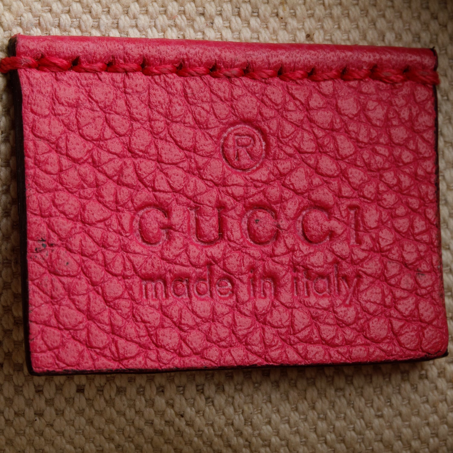 Gucci Pink Calfskin Leather Logo Print Small Belt Bag