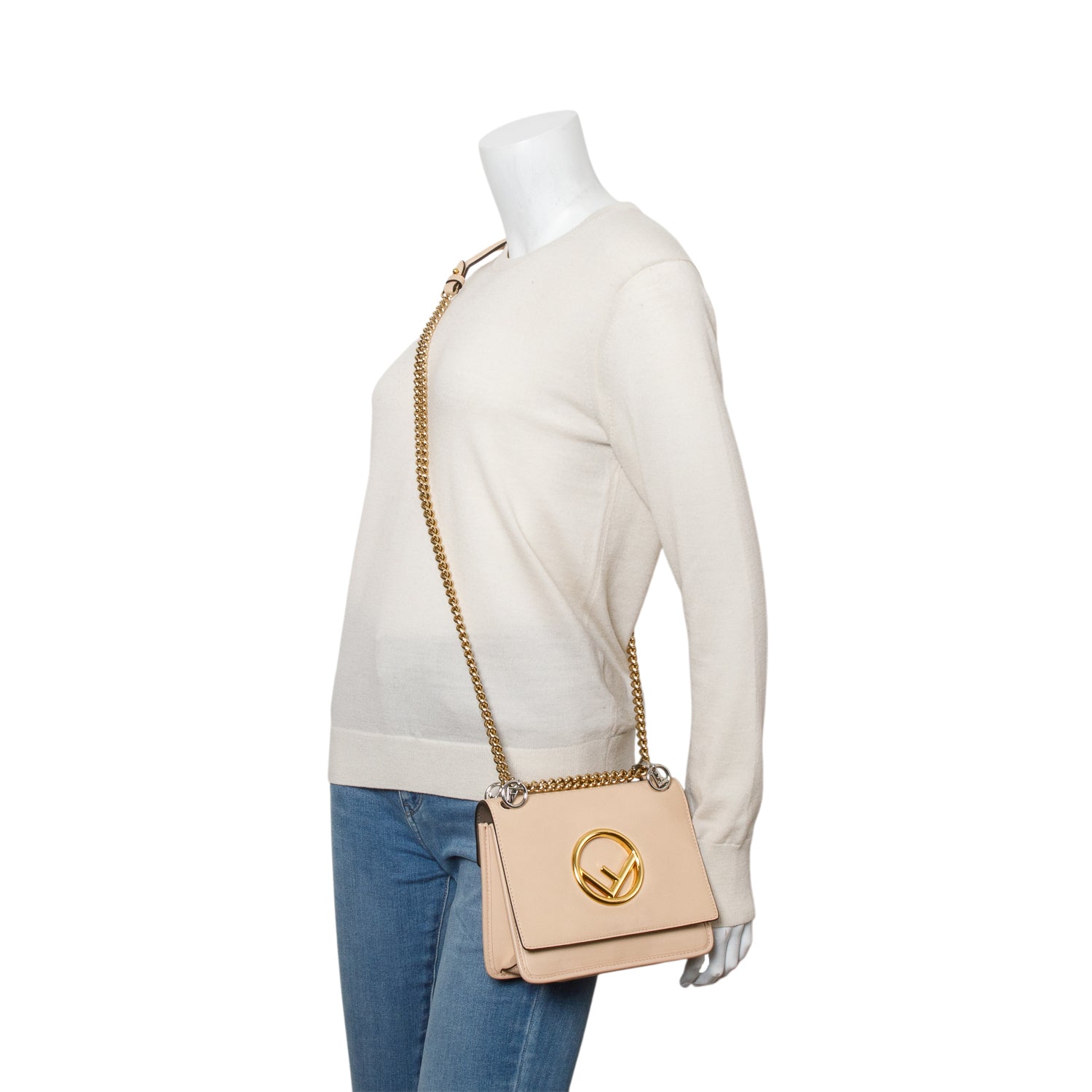 Fendi Beige Vitello Century Opaco F is Fendi Small Kan I Shoulder Bag