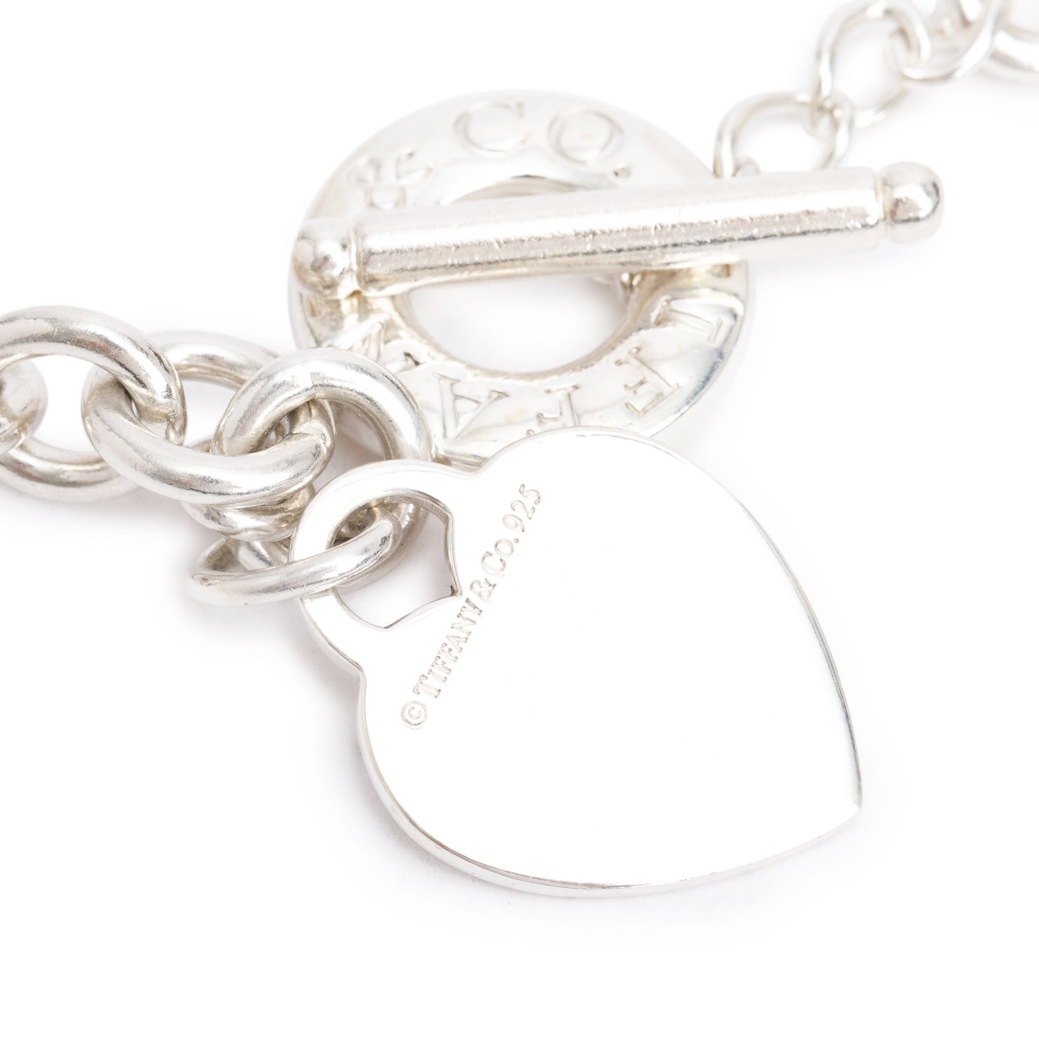 Tiffany & Co. Sterling Silver Heart Tag Necklace with Toggle Clasp
