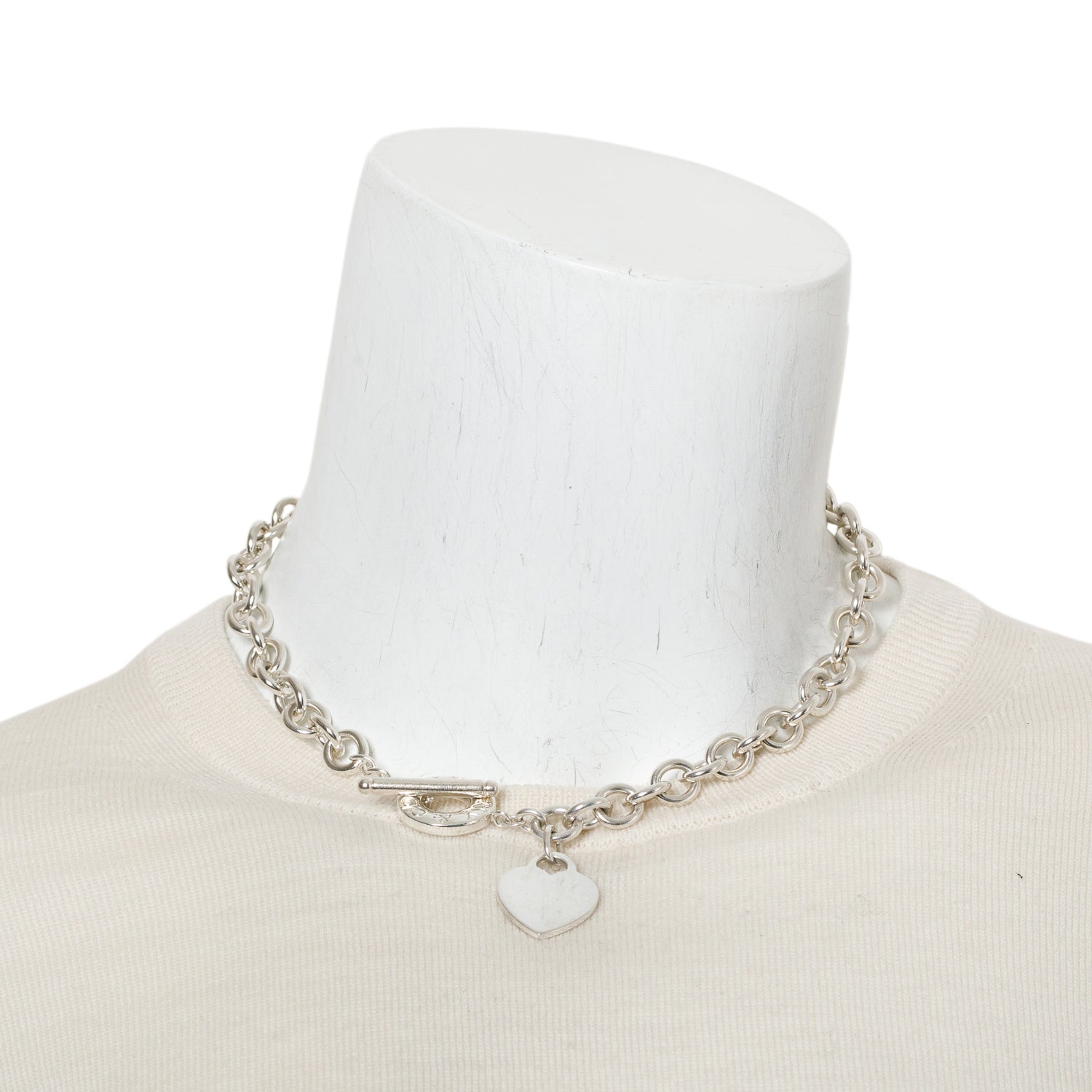 Tiffany & Co. Sterling Silver Heart Tag Necklace with Toggle Clasp