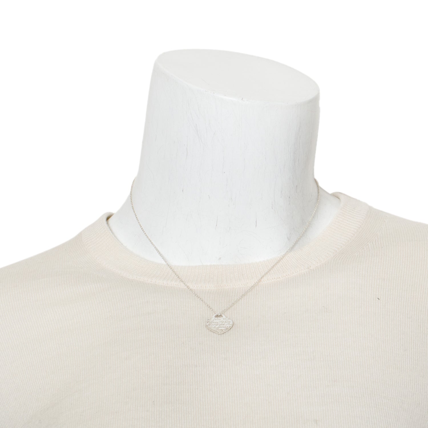 Tiffany & Co. Sterling Silver Notes Small Heart Tag Pendant Necklace