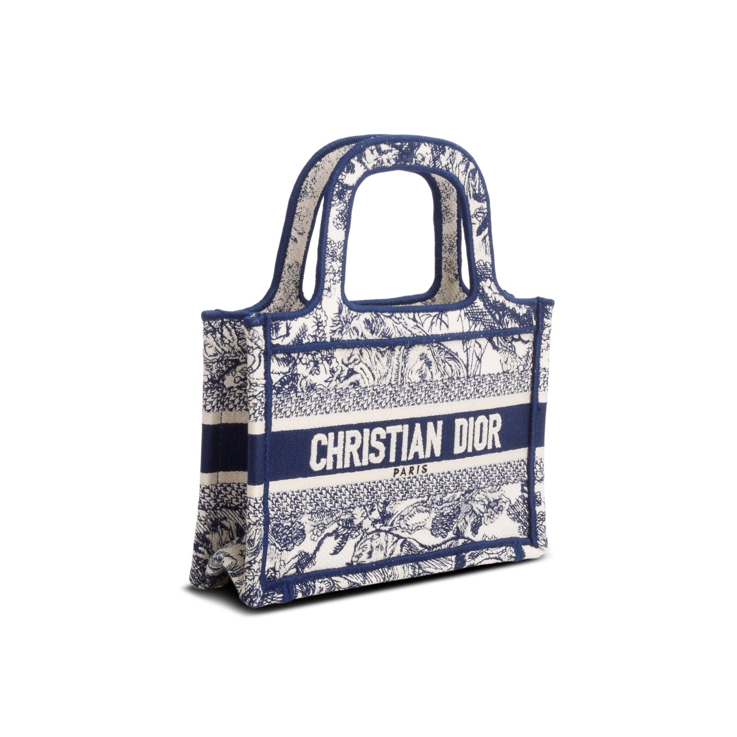Christian Dior 2020 Blue Canvas Embroidered Mini Dioriviera Toile De Jouy Book Tote