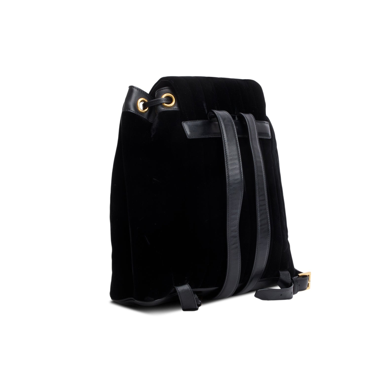 Saint Laurent Black Velvet Matelasse Vicky Backpack