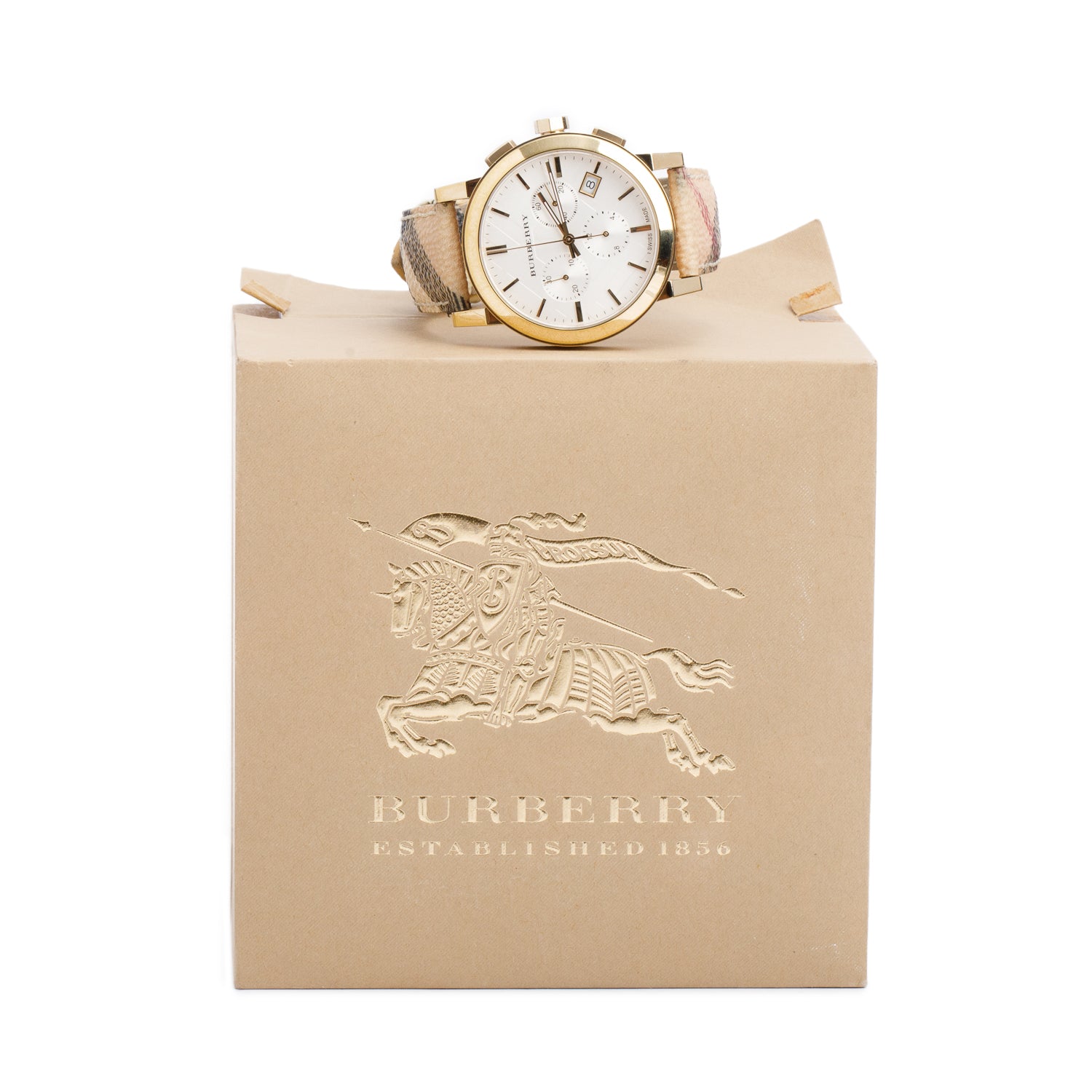 Burberry Gold-Plated Stainless Steel BU9752 38 MM The City Chronograph Quartz Watch w/ Box