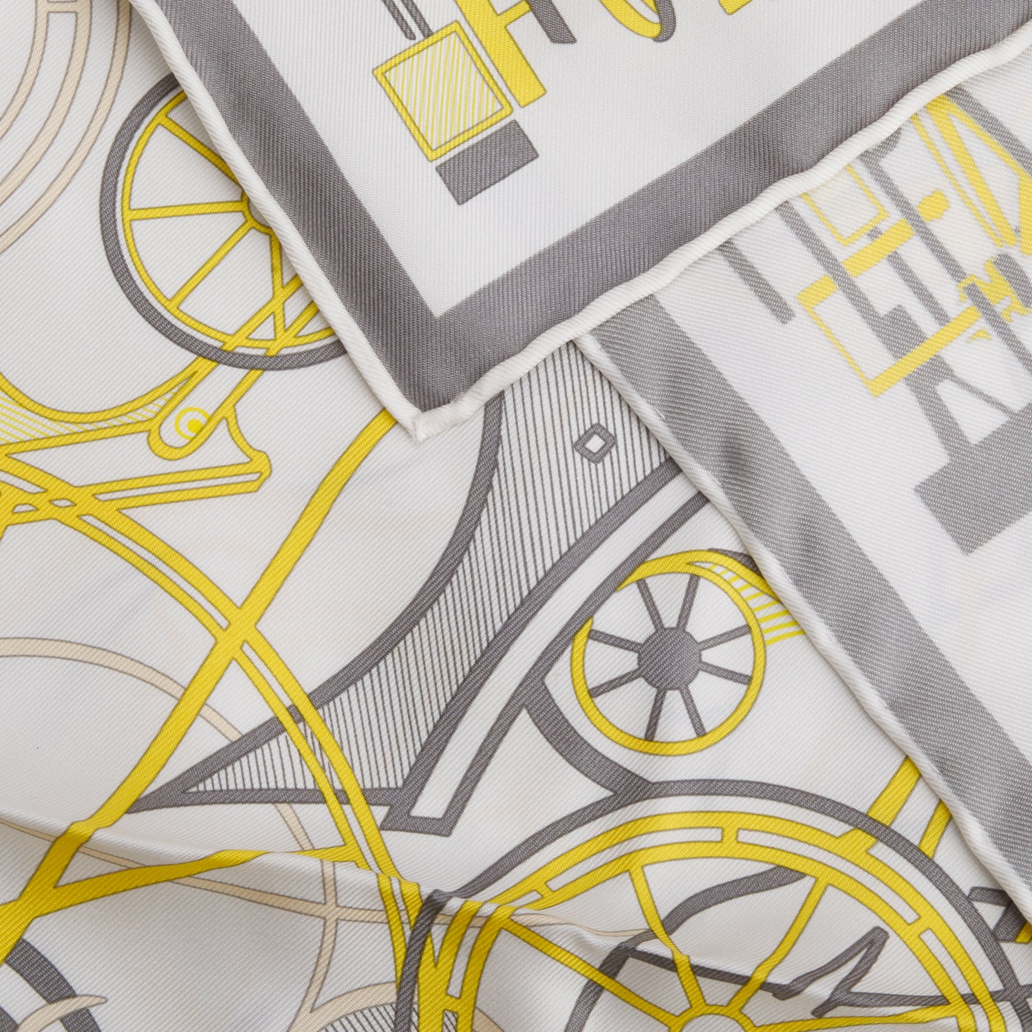Hermes White 'Complication Equestre' Silk Scarf 90 w/ Box