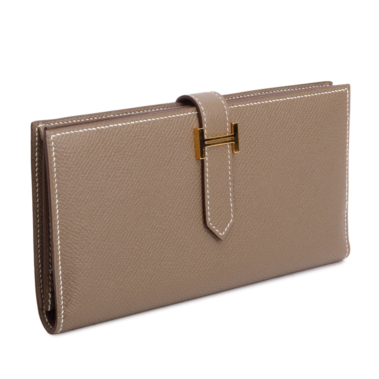 Hermes Etoupe Epsom Leather Bearn Gusset Wallet