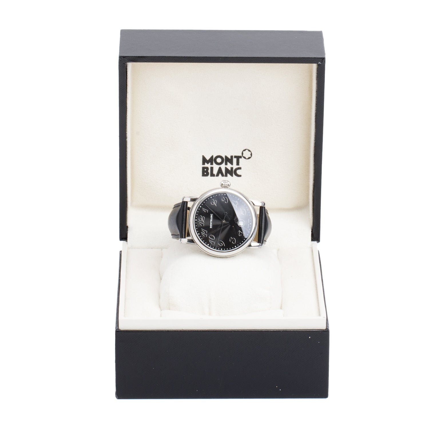 Montblanc Stainless Steel Meisterstuck Star Date 40 MM Quartz Watch Black Dial 7072 w/ Box