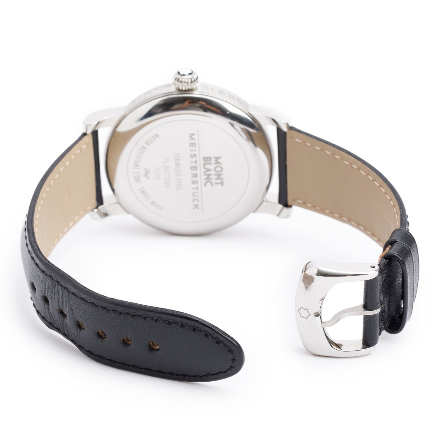 Montblanc Stainless Steel Meisterstuck Star Date 40 MM Quartz Watch Black Dial 7072 w/ Box