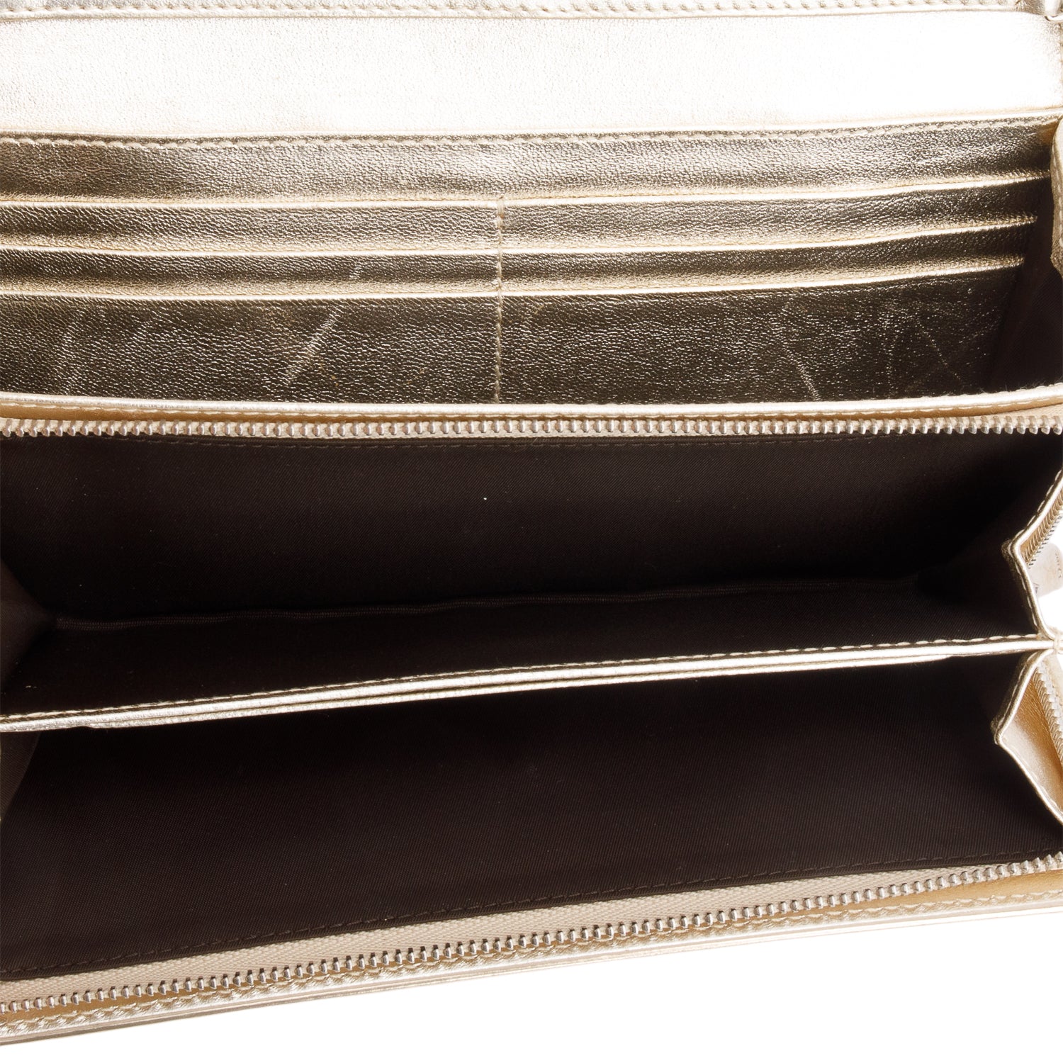 Christian Dior Gold Patent Leather Timeless Rendezvous Wallet on Chain w/ Box & Receipt