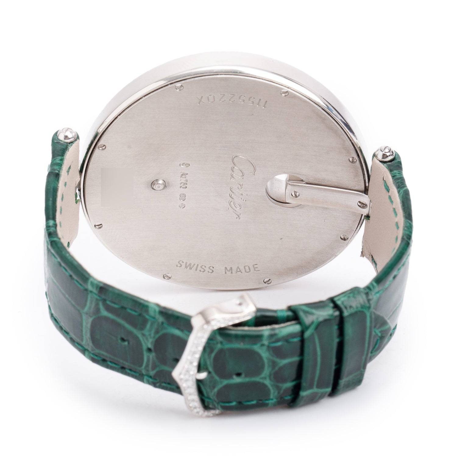 Cartier 18k White Gold Diamond Bezel Captive de Cartier 50 MM Watch Silver Diamond Dial 3245 w/ Box & Extra Strap