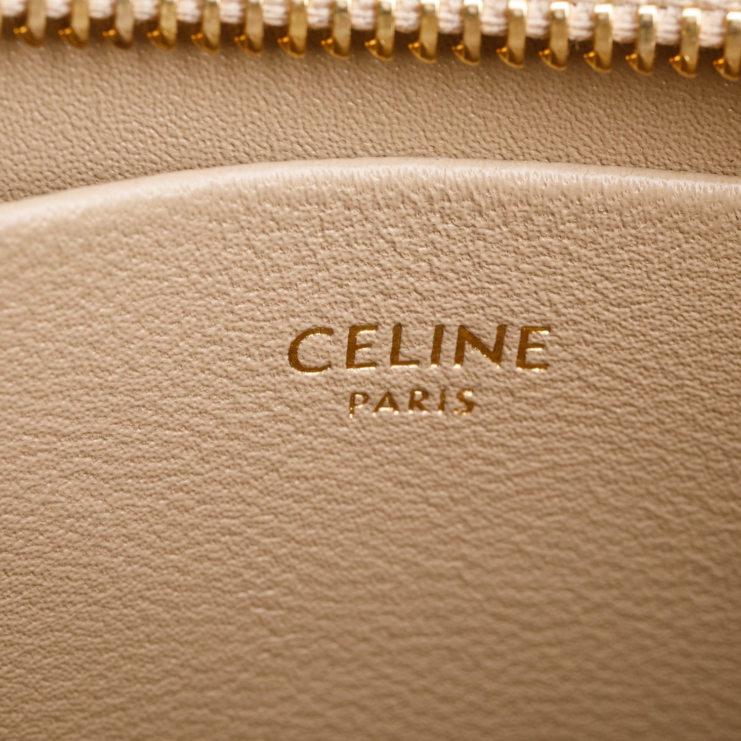 Celine 2024 Taupe Shiny Calfskin Medium Tilly Triomphe Shoulder Bag