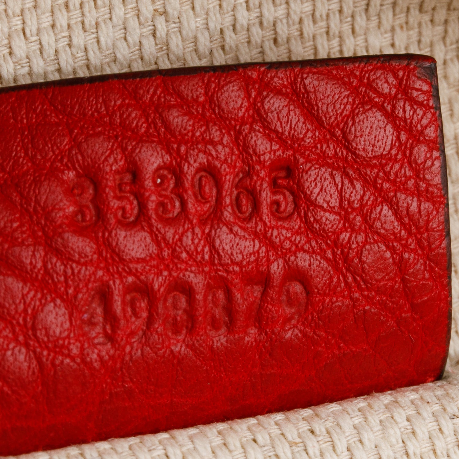 Gucci Red Pebbled Calfskin Mini Soho Chain Bag