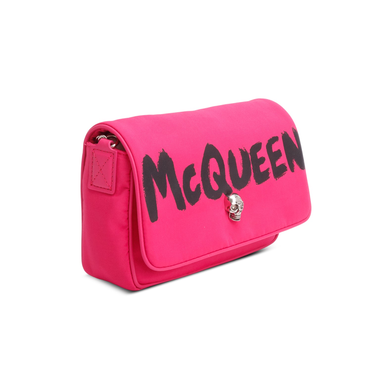 Alexander McQueen Pink Graffiti Nylon Skull Small Crossbody Bag