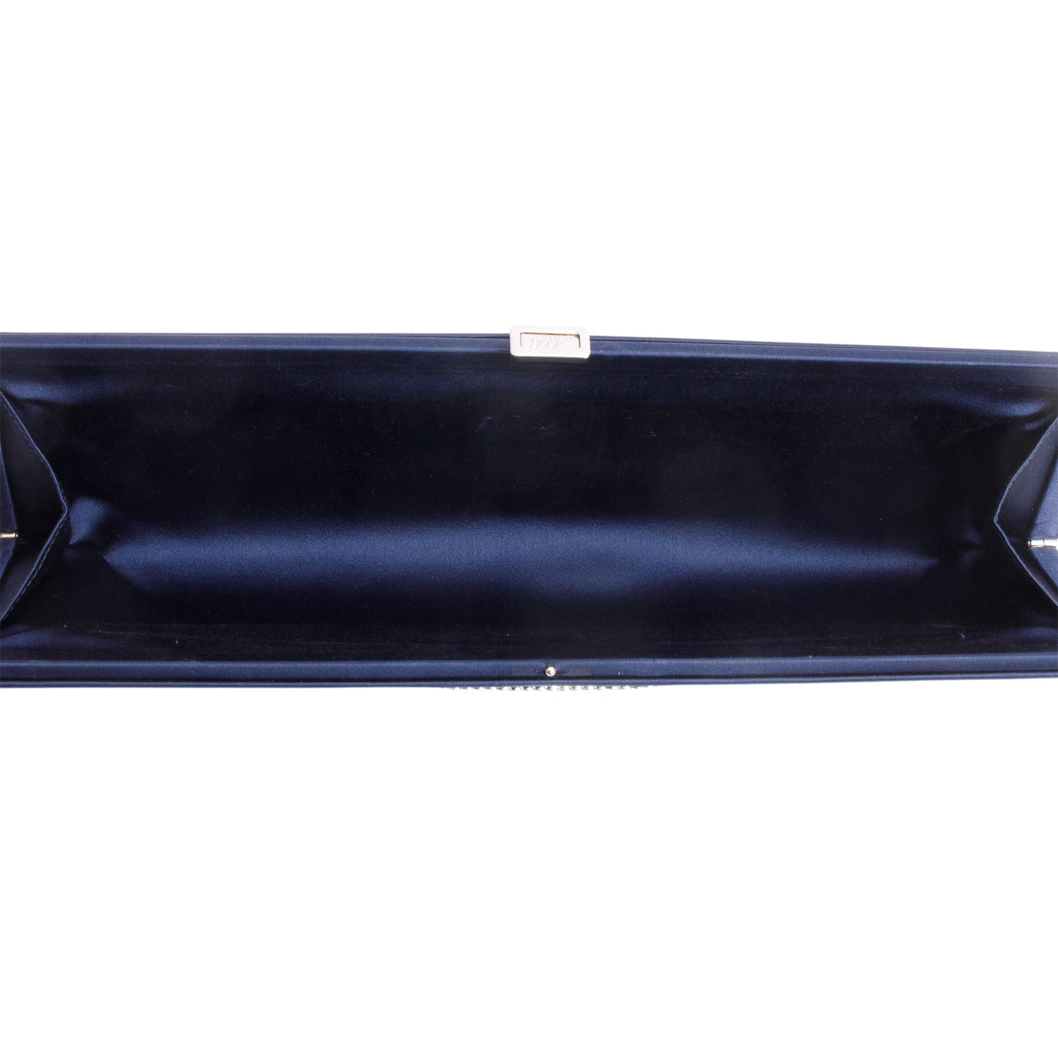 Roger Viver Navy Satin Crystal Long Night Tube Clutch