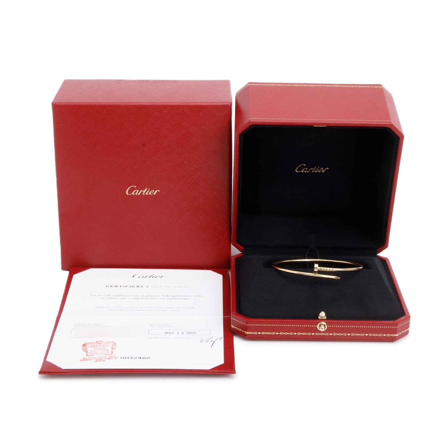 Cartier 2023 18k Yellow Gold Juste Un Clou Bracelet, Small Model Size 18 w/ Box & Certificate