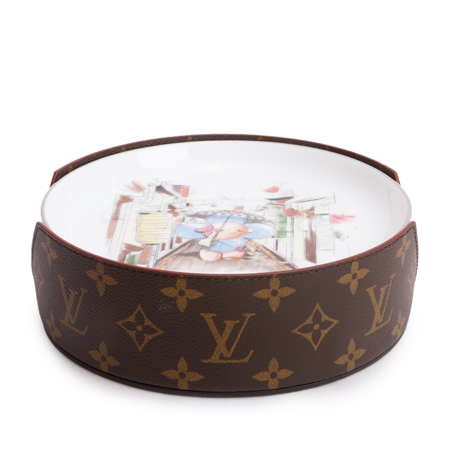 Louis Vuitton White & Multicolor Porcelaine Vivienne 4 Seasons Set of 4 Plates w/ Box