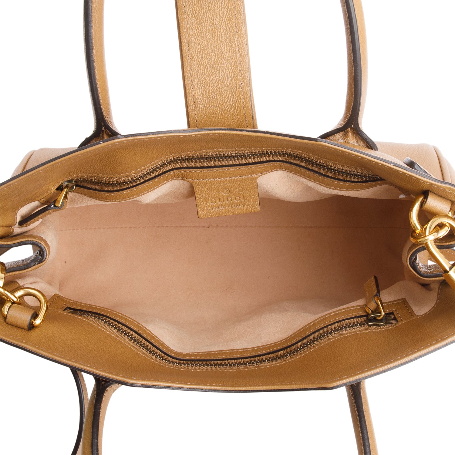 Gucci Brown Calfksin Leather Small Dahlia Handle Bag w/ Strap & Box